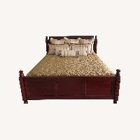 Mahogany King-Sized Carved Wood Bed