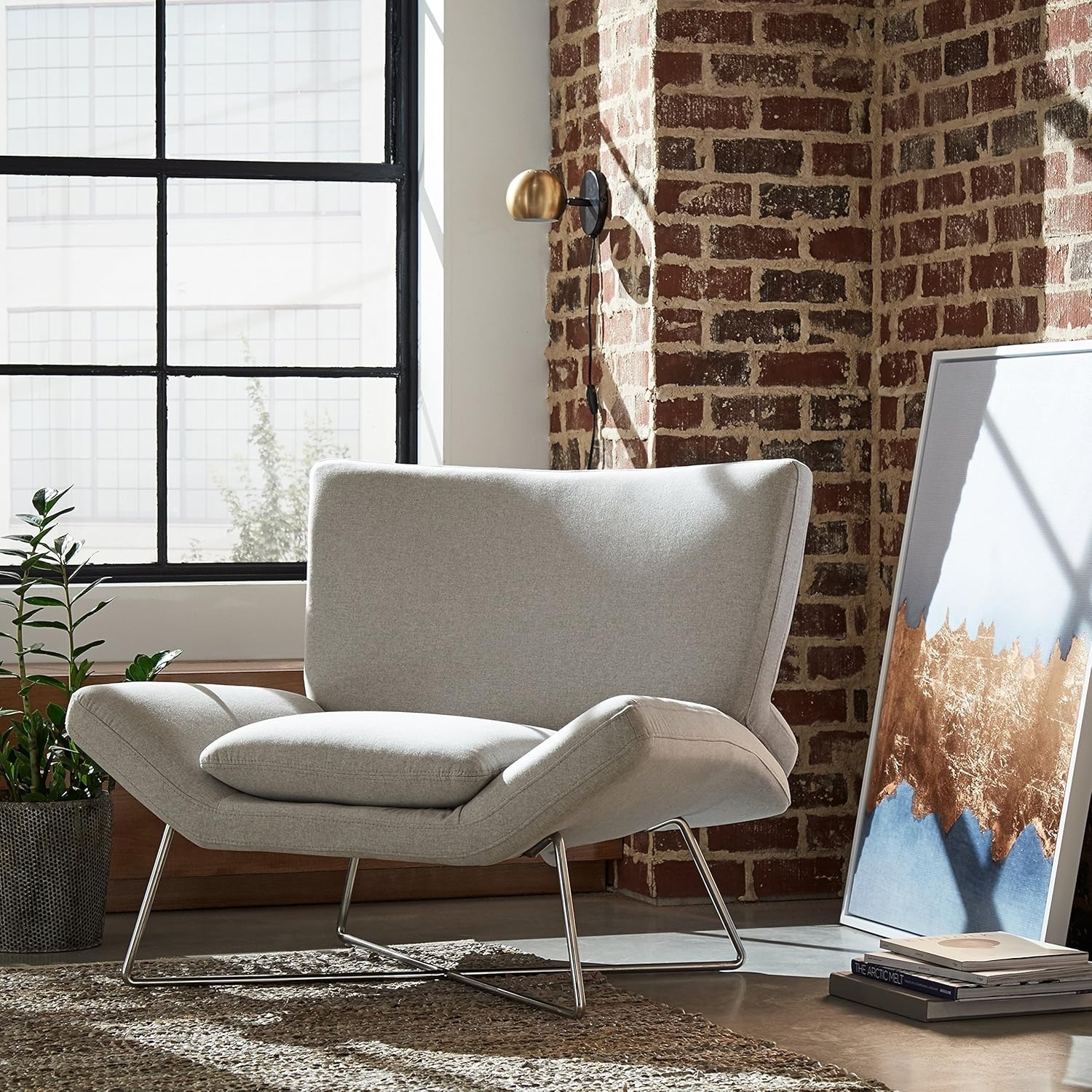 Amazon Rivet Mid Century Inspired Accent Chair in Grey - image-1