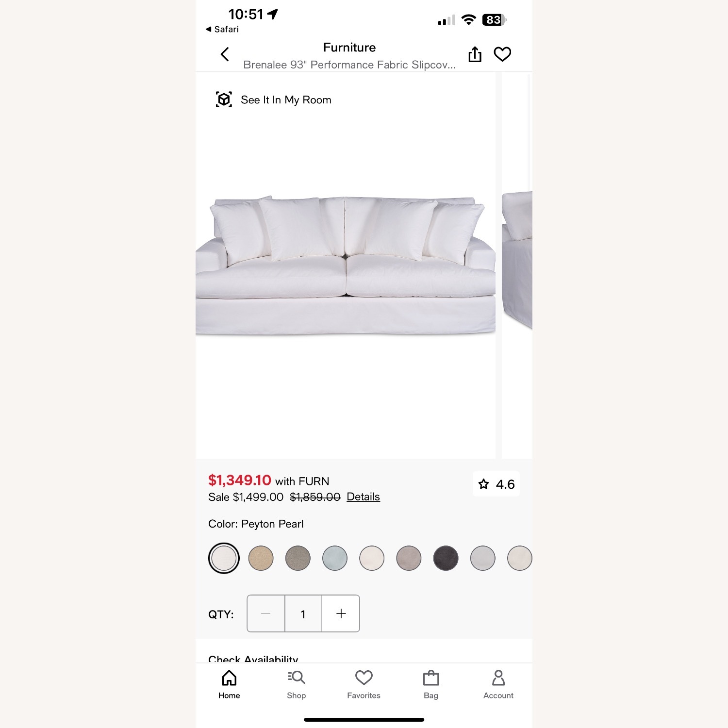 Macy's Brenalee 93 inch White Sofa  - image-3