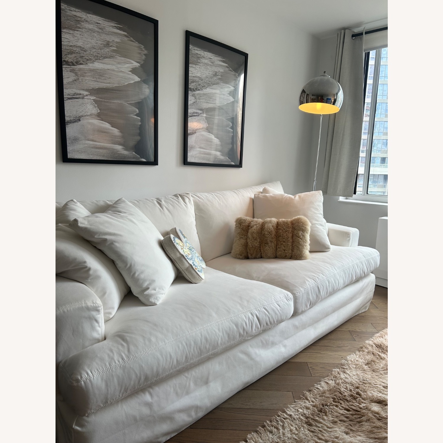 Macy's Brenalee 93 inch White Sofa  - image-1