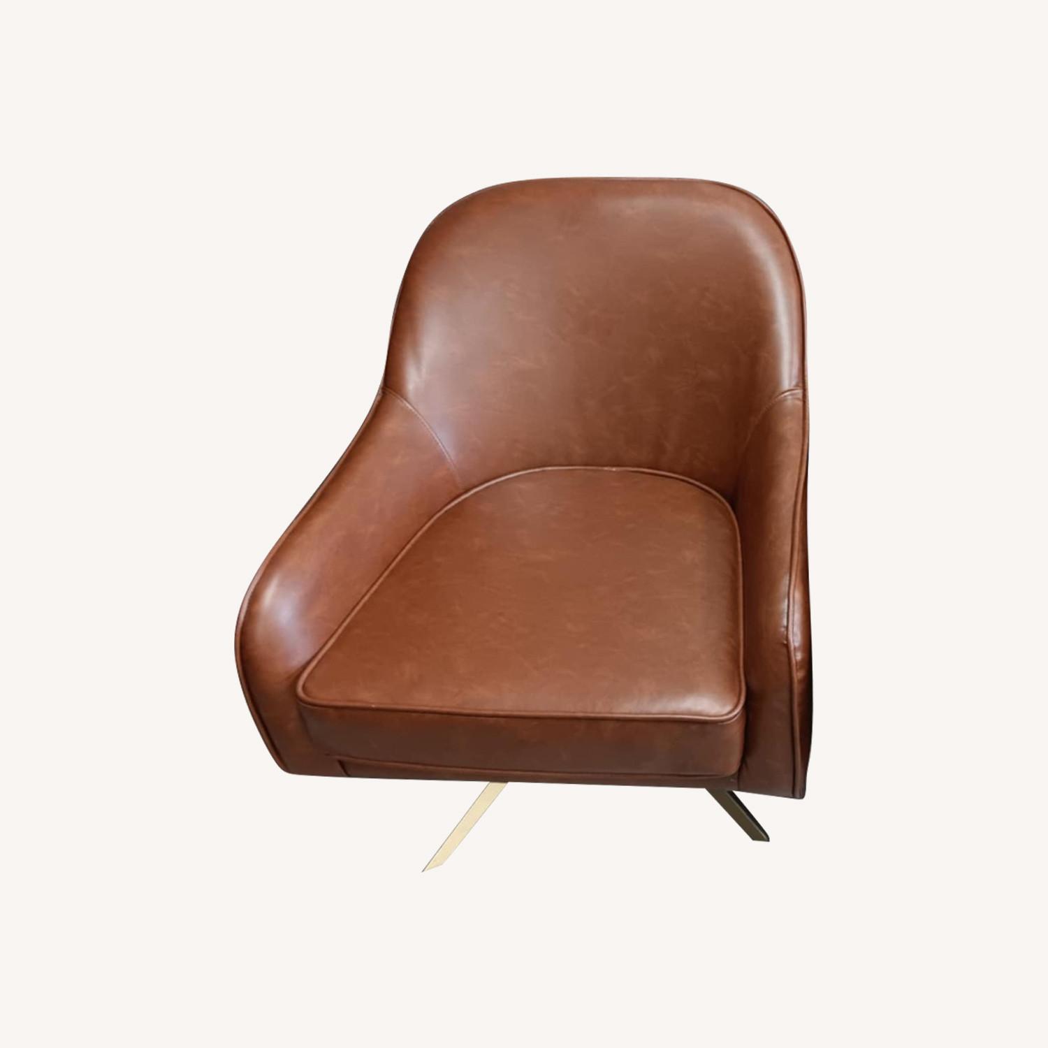 Leather Swivel Accent Chairs - image-0