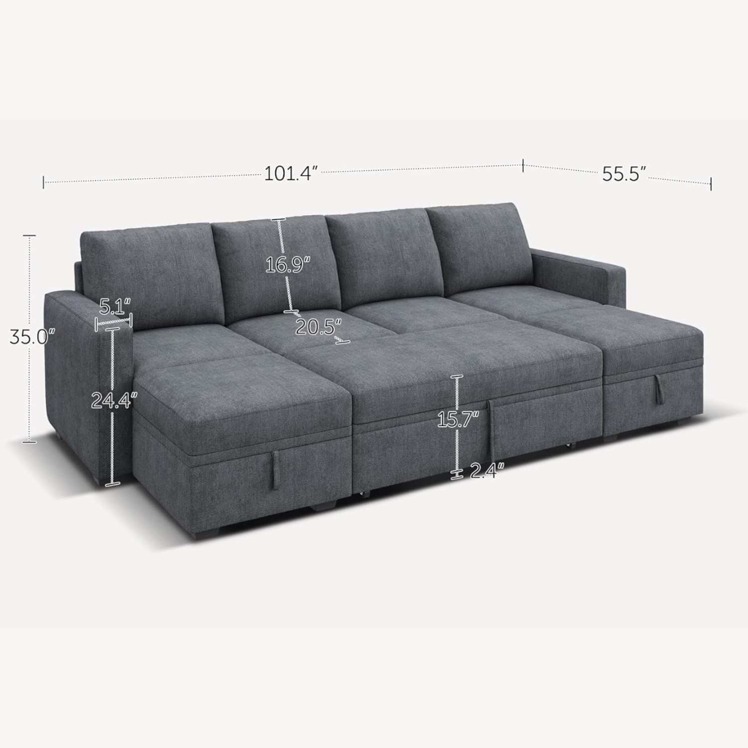 U-Shape Modular Sofa Bed - image-3