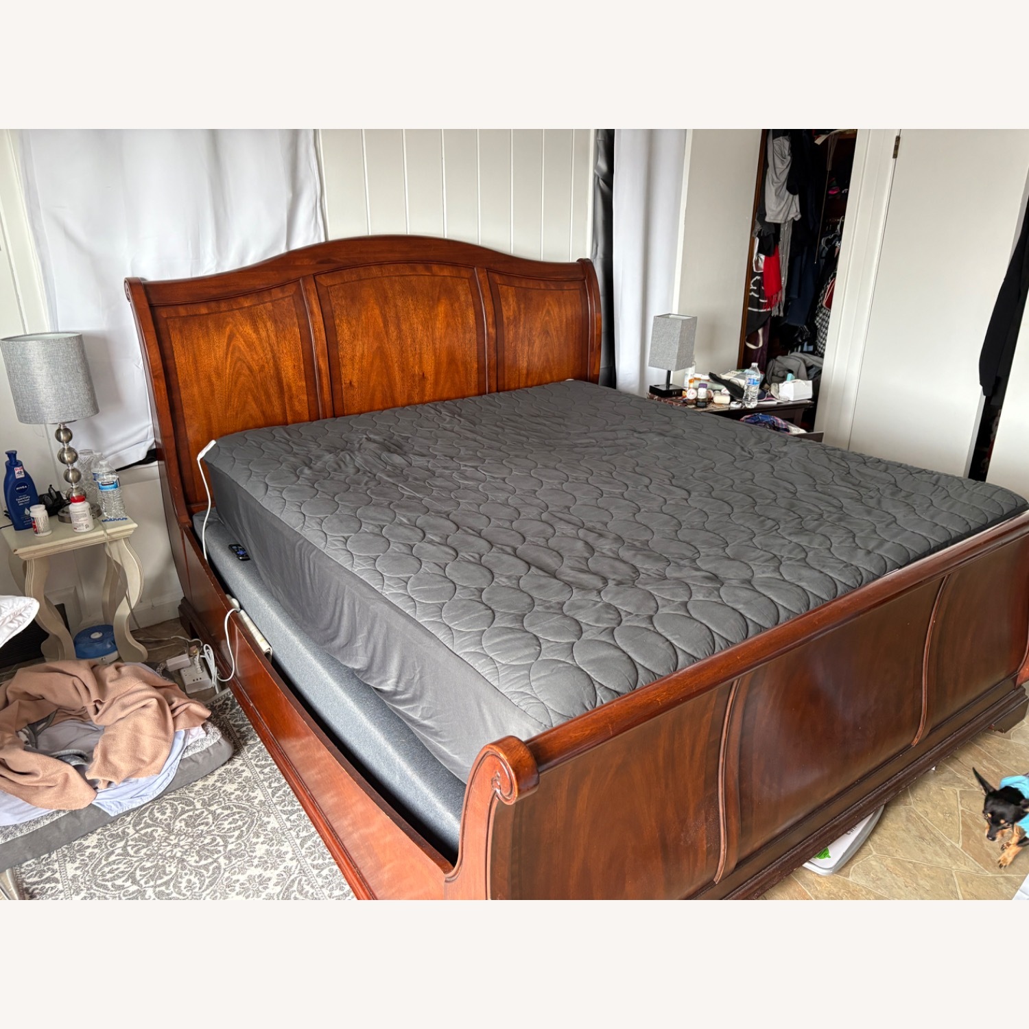 Mahogany California King Sleigh Bed Frame Only - image-2