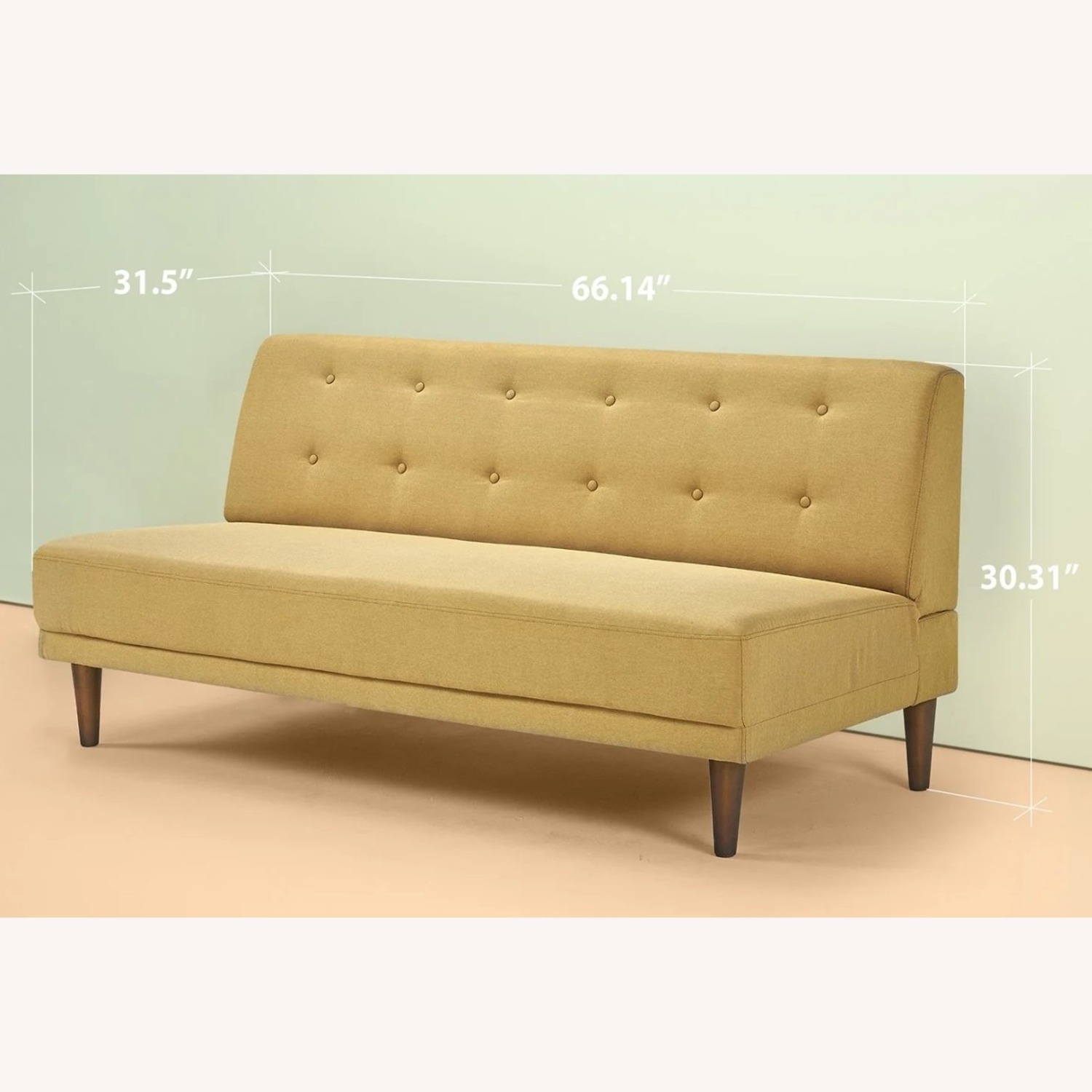 Zinus Mid Century Modern Mustard Yellow Armless Sofa - image-1