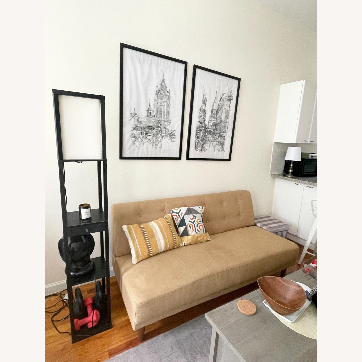 Zinus Mid Century Modern Mustard Yellow Armless Sofa - image-4