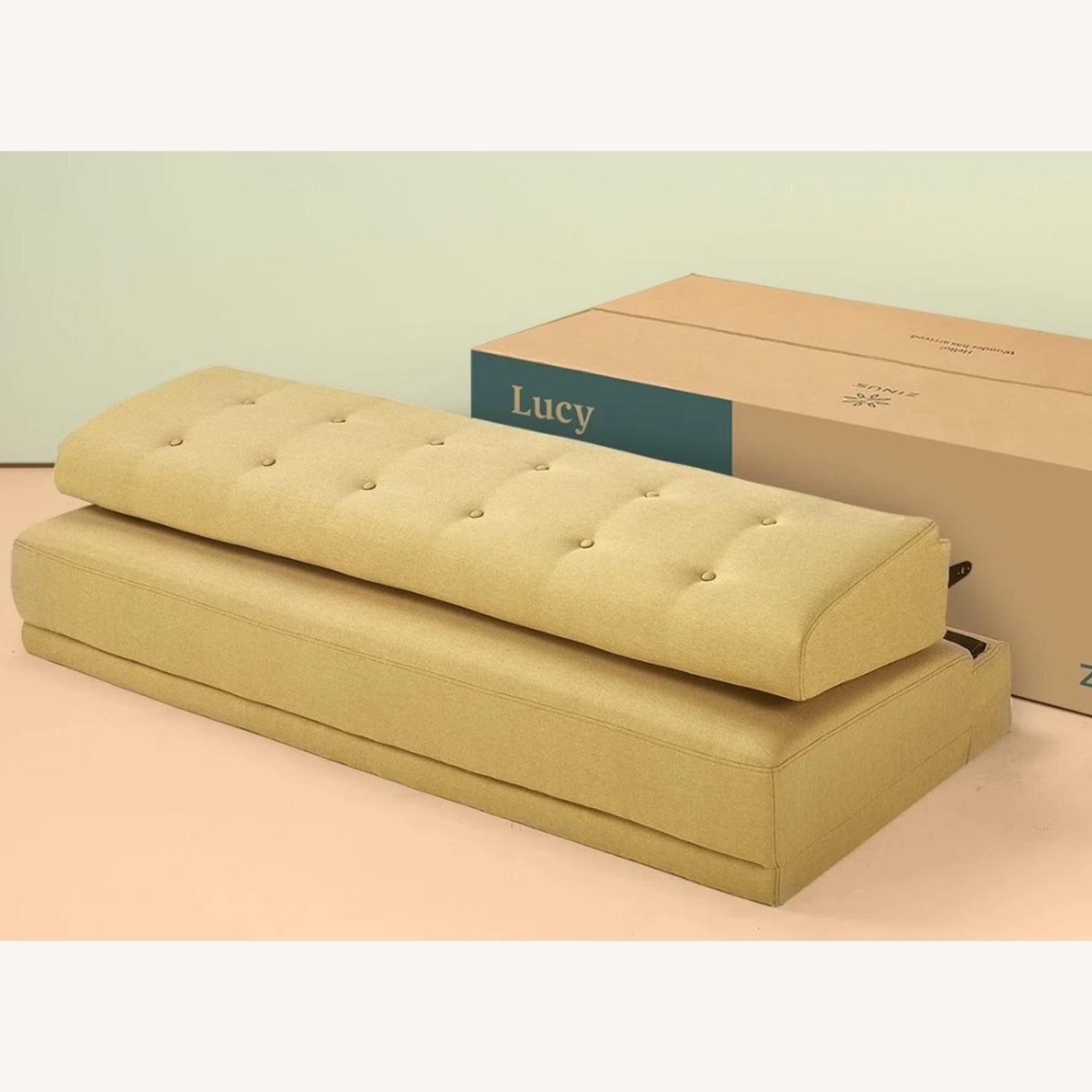 Zinus Mid Century Modern Mustard Yellow Armless Sofa - image-3