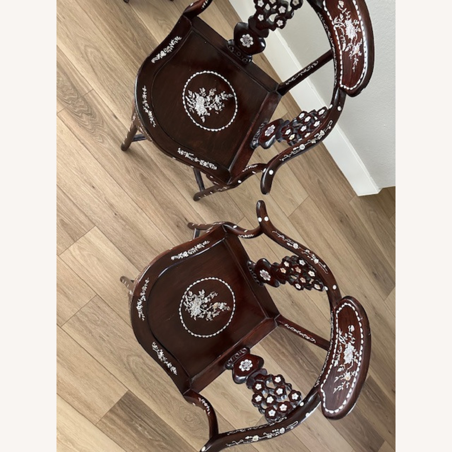 Rosewood Corner Chair with Pearl Landscapes - image-2