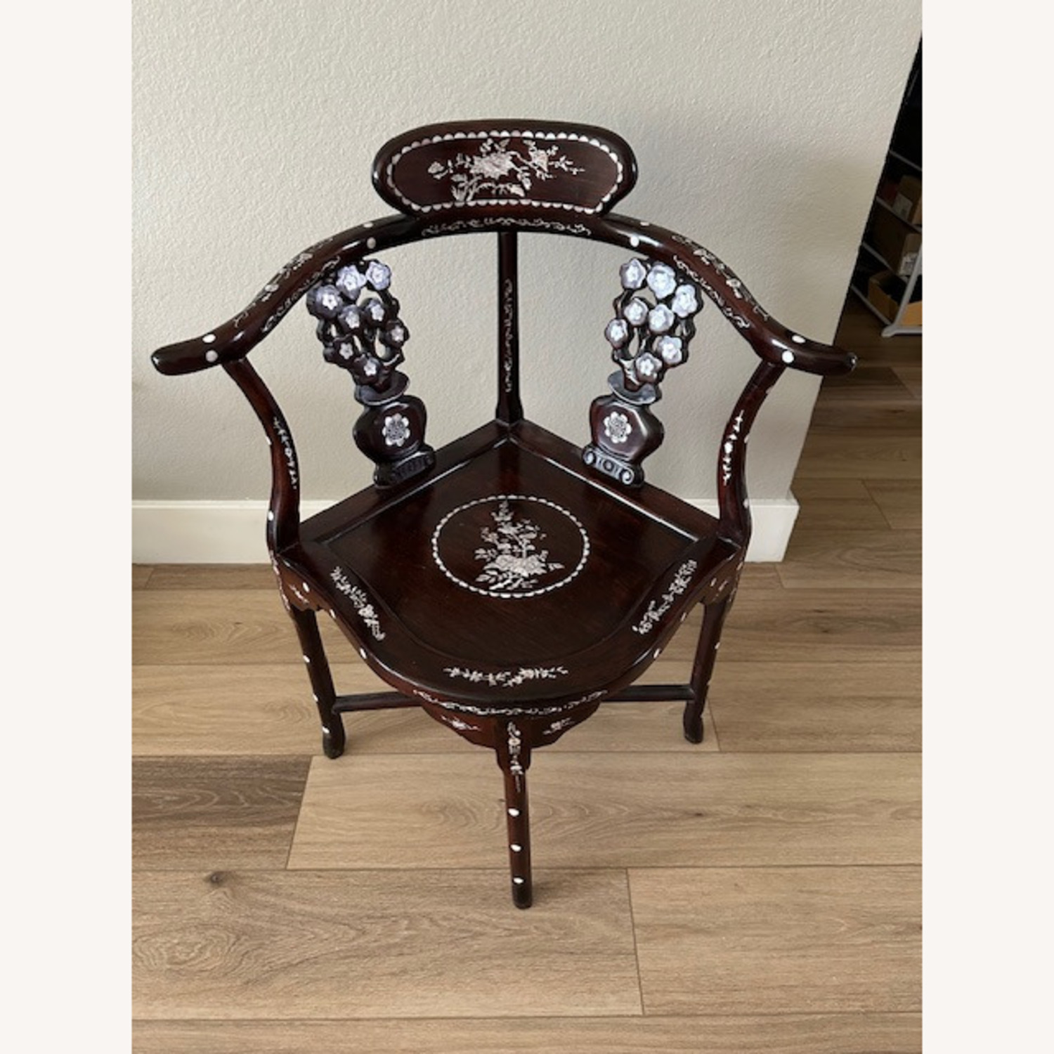 Rosewood Corner Chair with Pearl Landscapes - image-3
