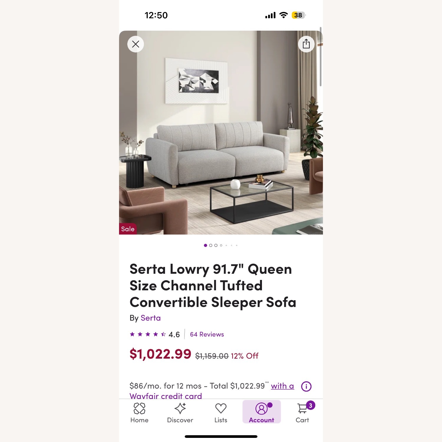 Serta Tufted Convertible Sleeper Sofa - image-3