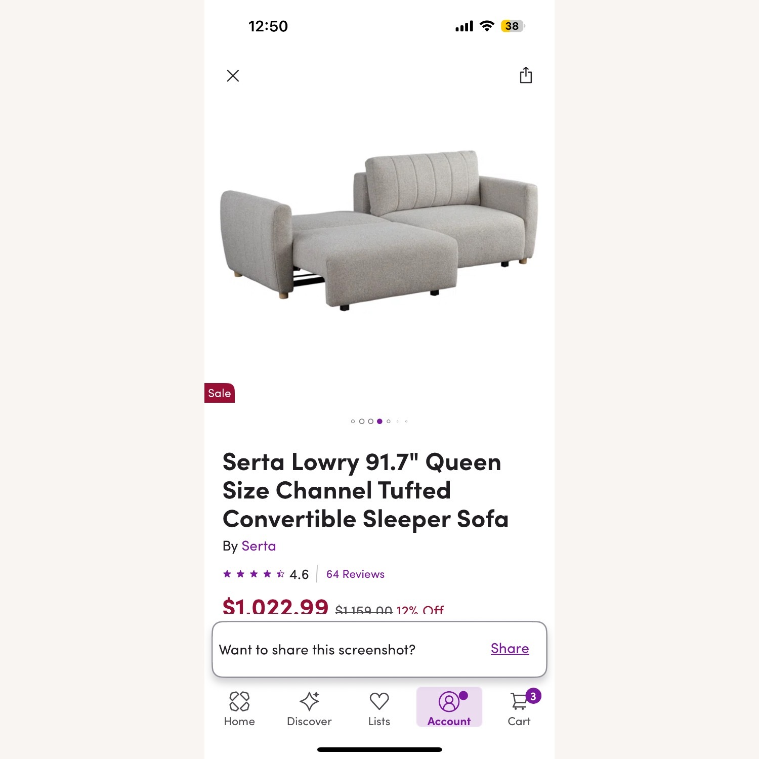 Serta Tufted Convertible Sleeper Sofa - image-4