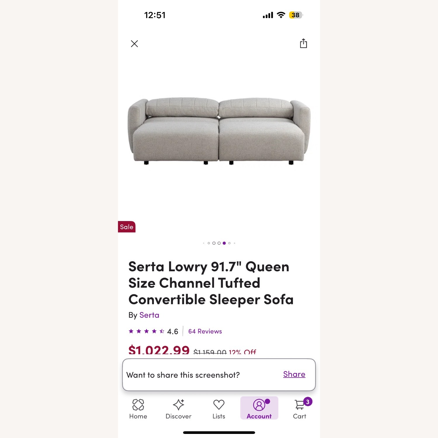 Serta Tufted Convertible Sleeper Sofa - image-5