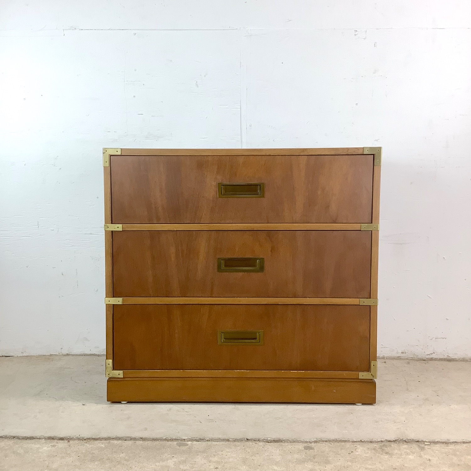 Vintage Three Drawer Campaign Dresser - image-0