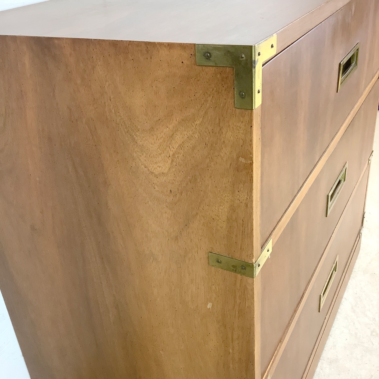 Vintage Three Drawer Campaign Dresser - image-8