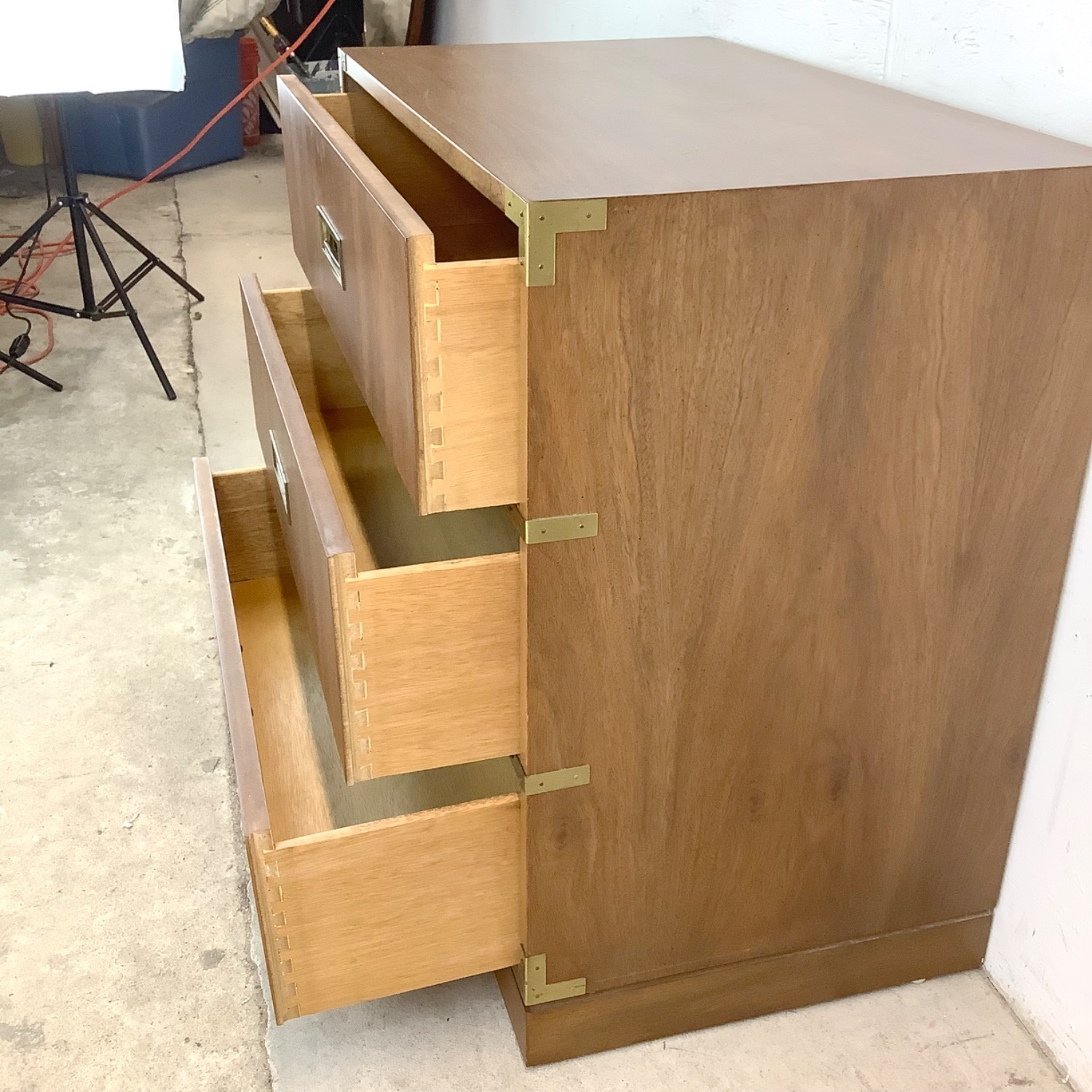 Vintage Three Drawer Campaign Dresser - image-14