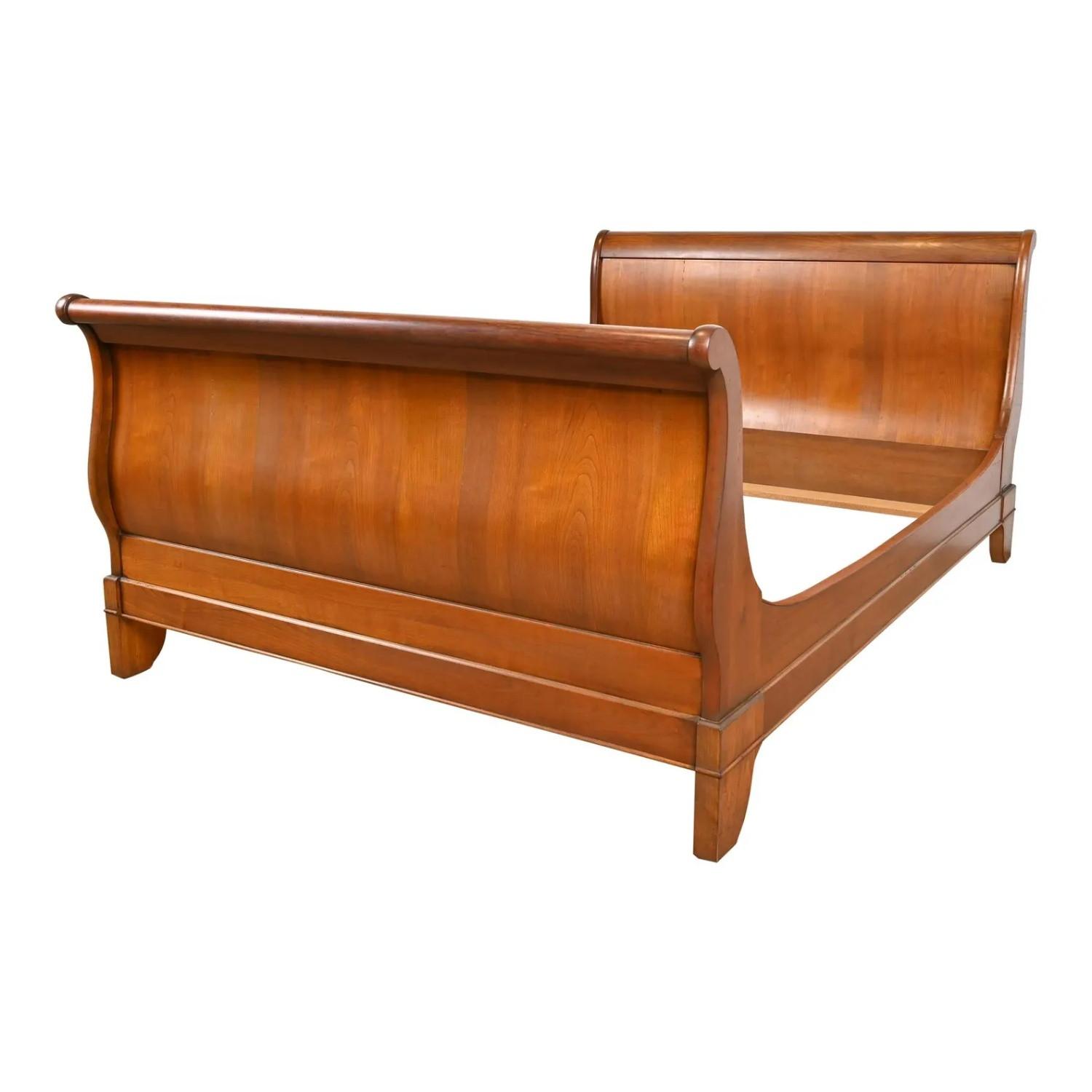 French Louis Philippe Cherry Wood Twin Sleigh Bed - image-5