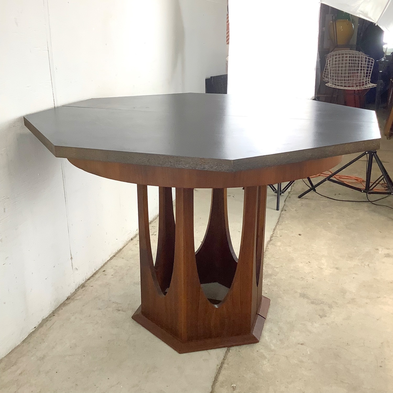 Mid-Century Pedestal Dining Table W Leaves - image-9