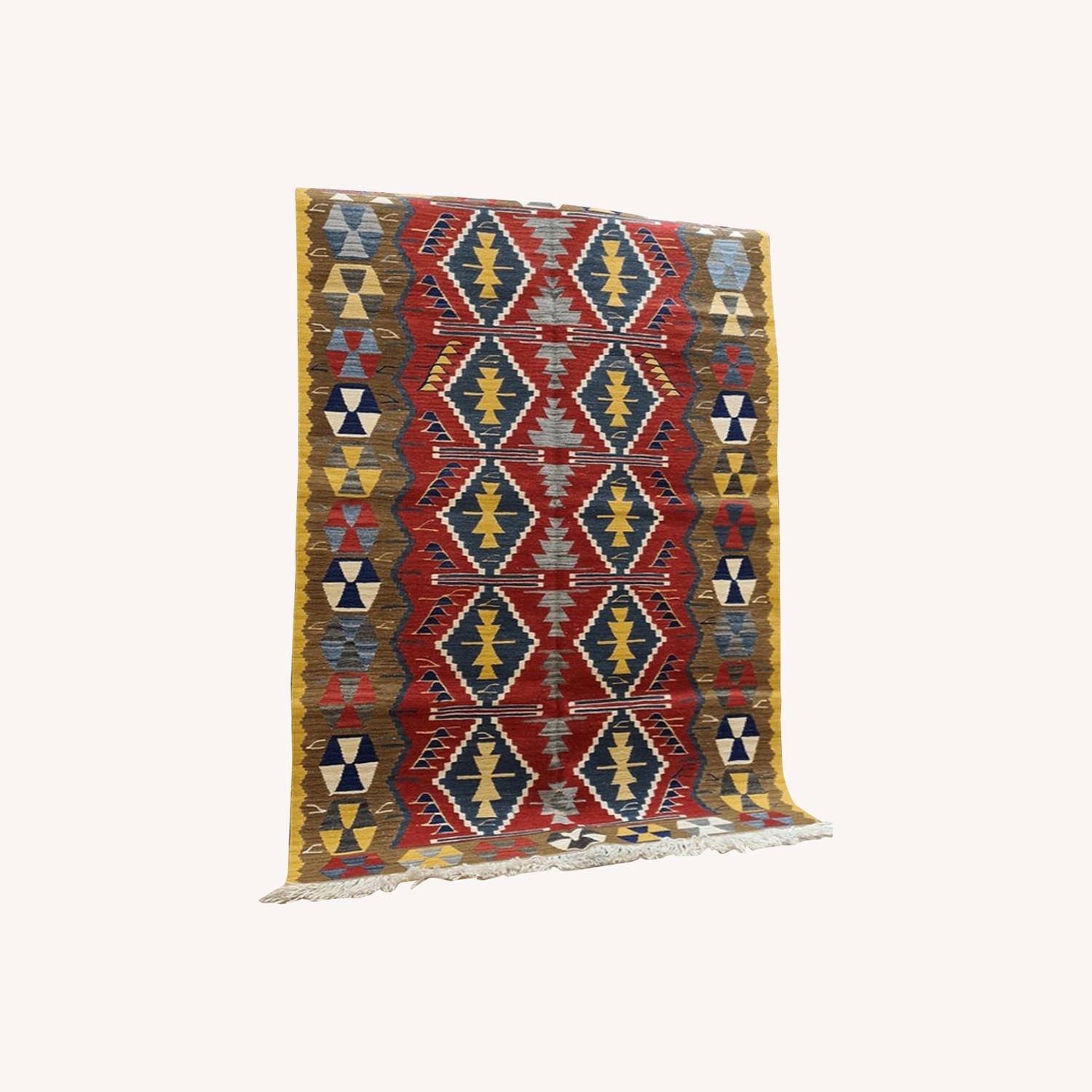 Handwoven Oushak Geometric Wool Rug Kilim Couture - image-0