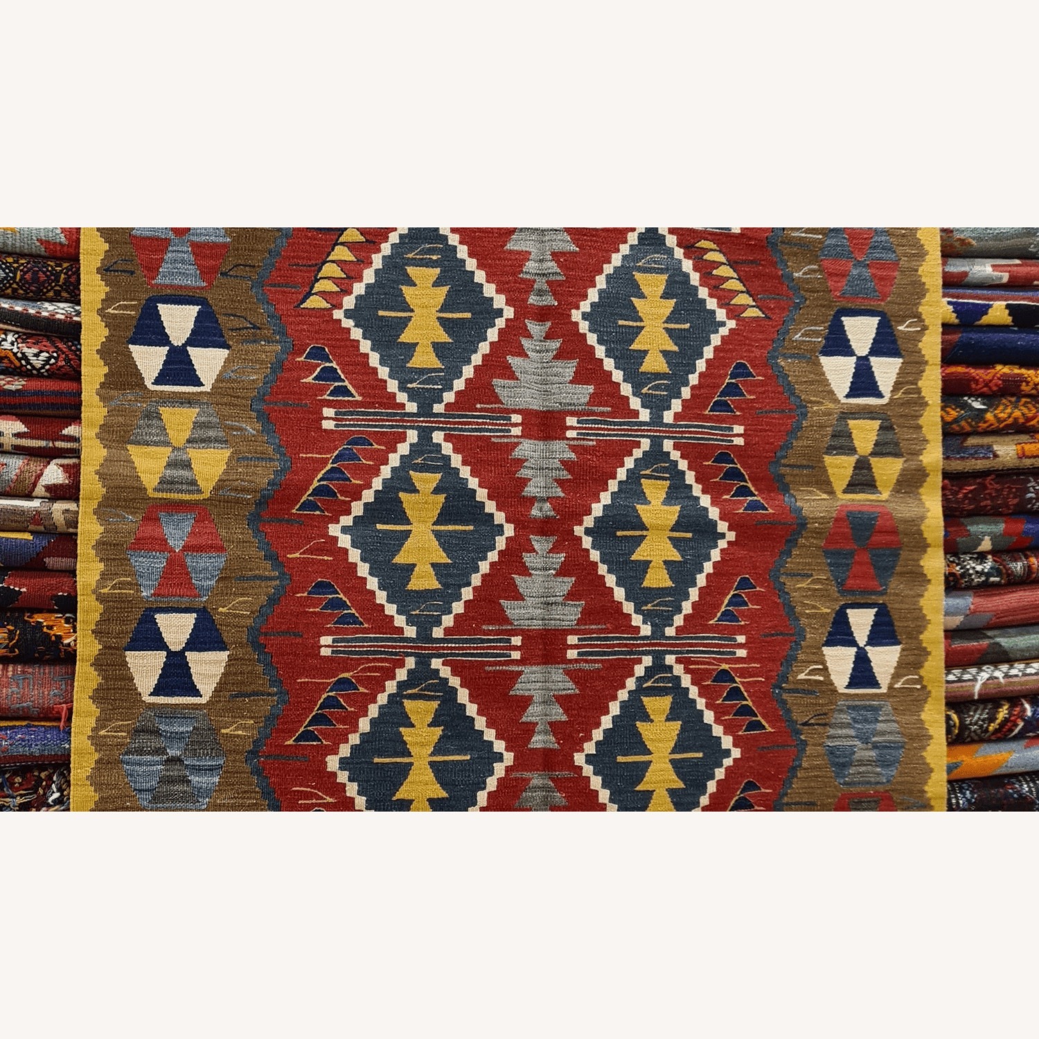 Handwoven Oushak Geometric Wool Rug Kilim Couture - image-1