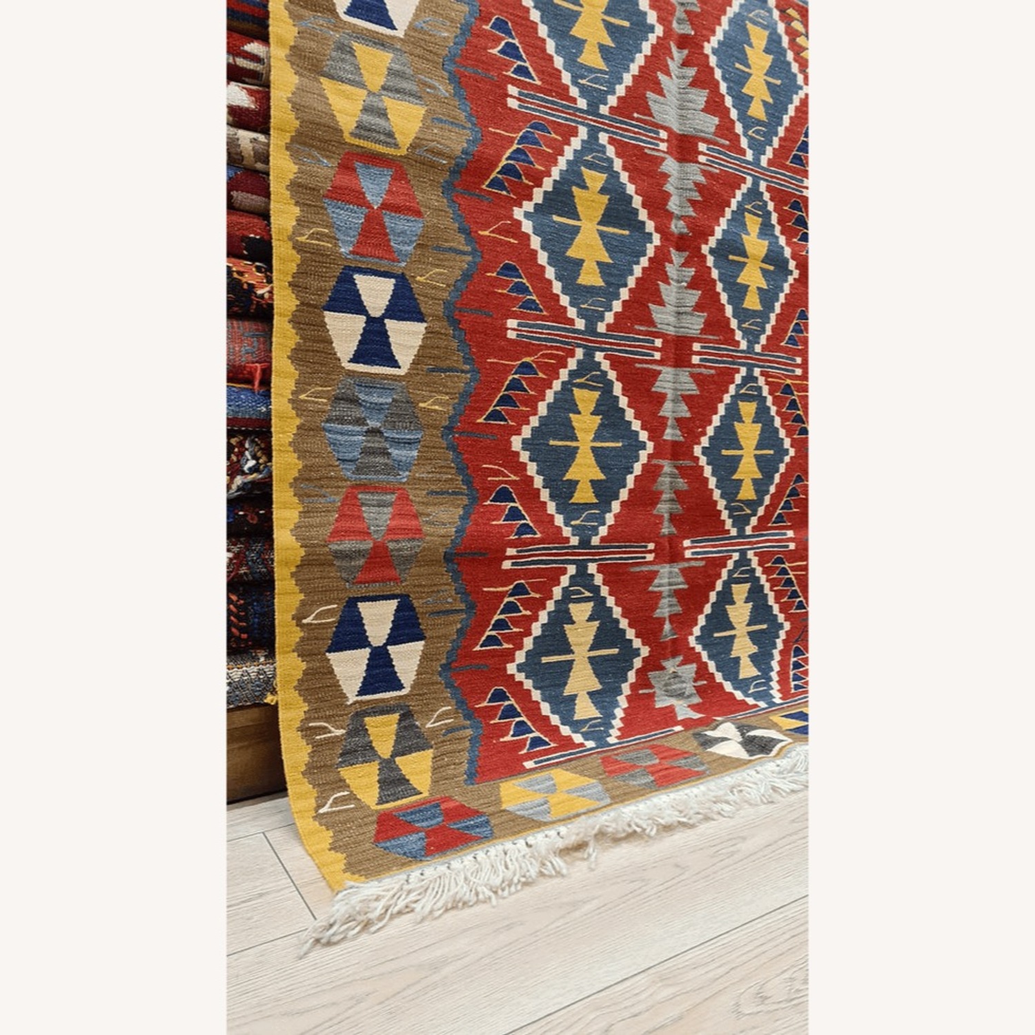 Handwoven Oushak Geometric Wool Rug Kilim Couture - image-5