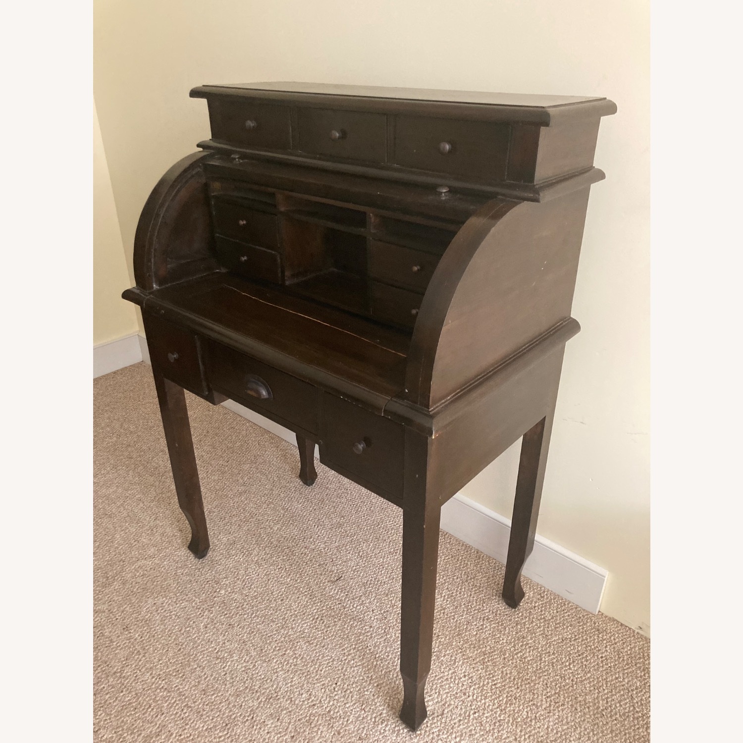 Roll-Top Antique Desk Sourced in Paris - image-3