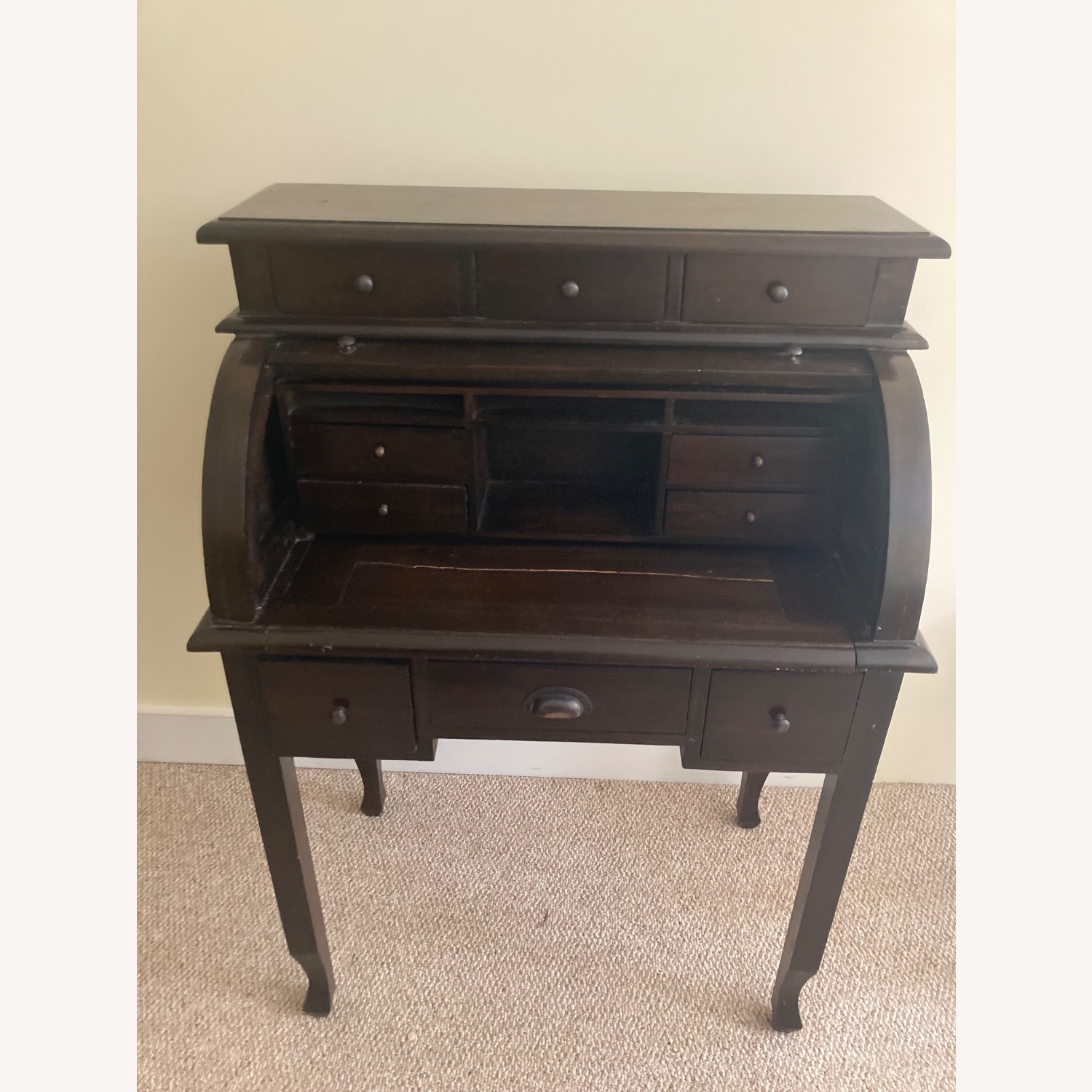 Roll-Top Antique Desk Sourced in Paris - image-5
