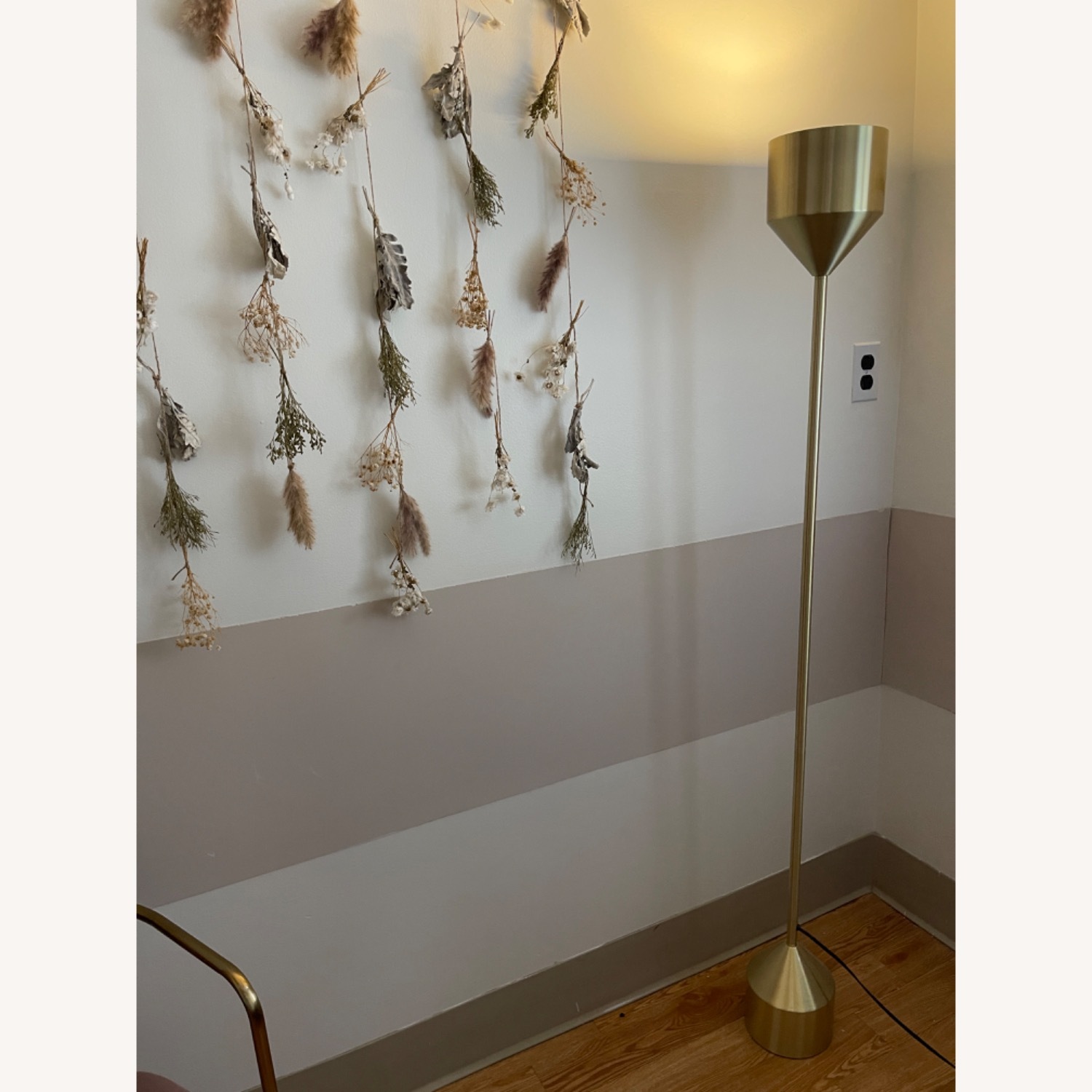 Article Barbell Brushed Brass Standing Floor Lamp - image-1