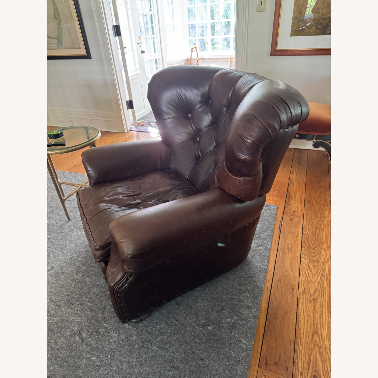 RH Churchill Leather Recliner with Nailheads - image-3