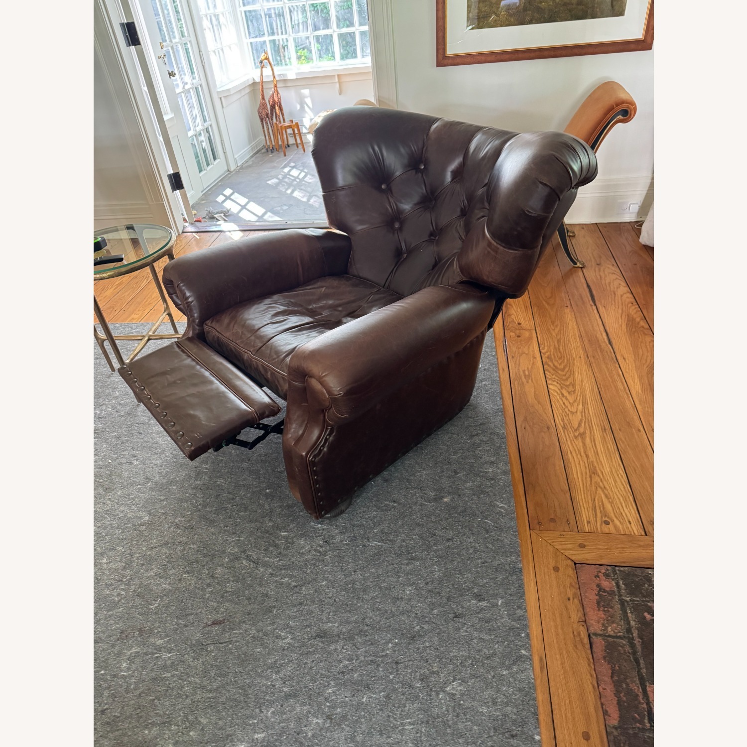 RH Churchill Leather Recliner with Nailheads - image-1
