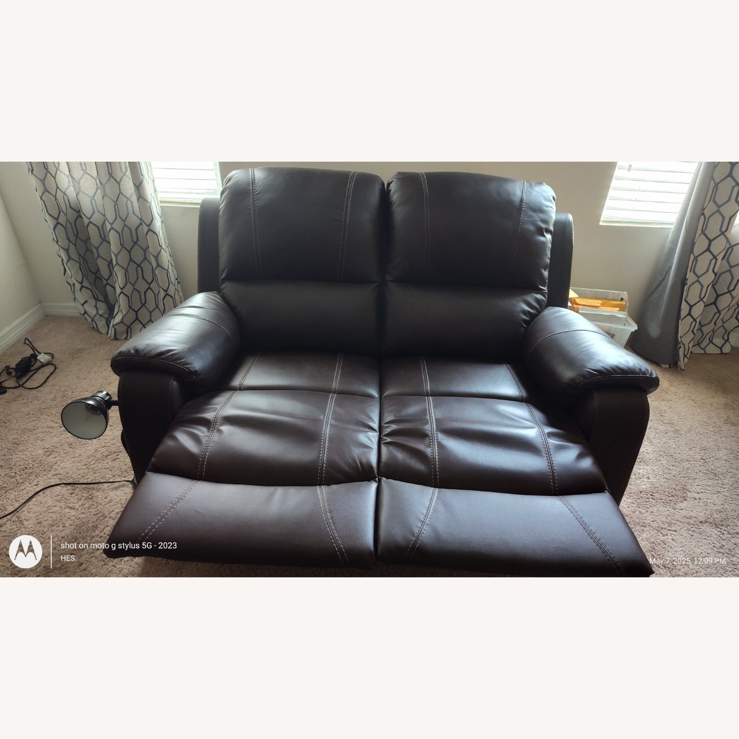 Leather Reclining Modular Loveseat - image-1