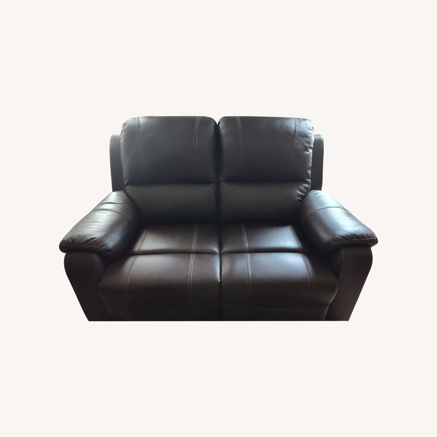 Leather Reclining Modular Loveseat - image-0