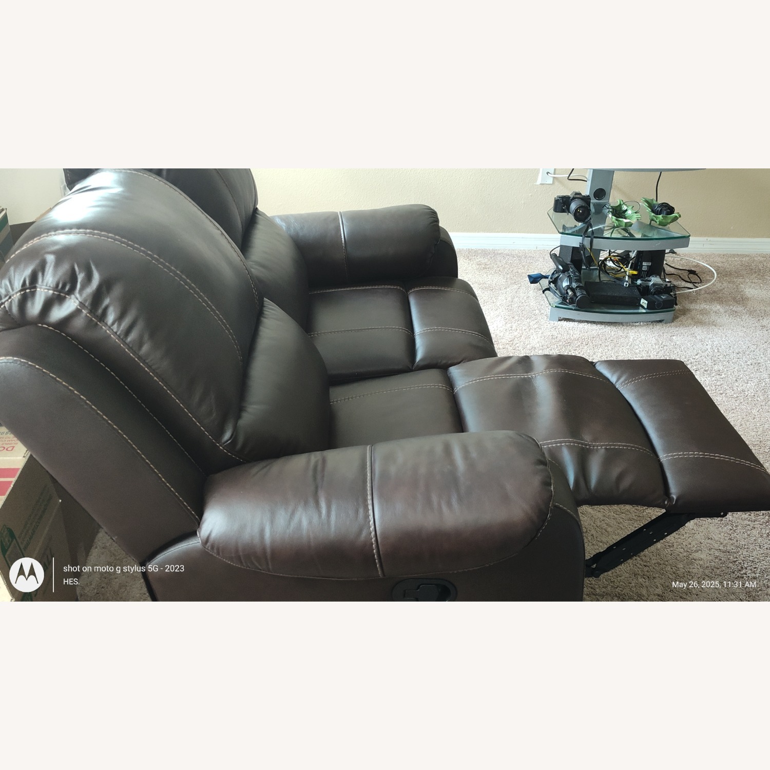 Leather Reclining Modular Loveseat - image-2