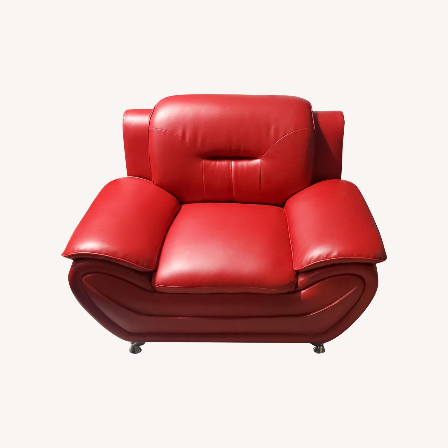 Sanuel Red Leather Armchair - image-0