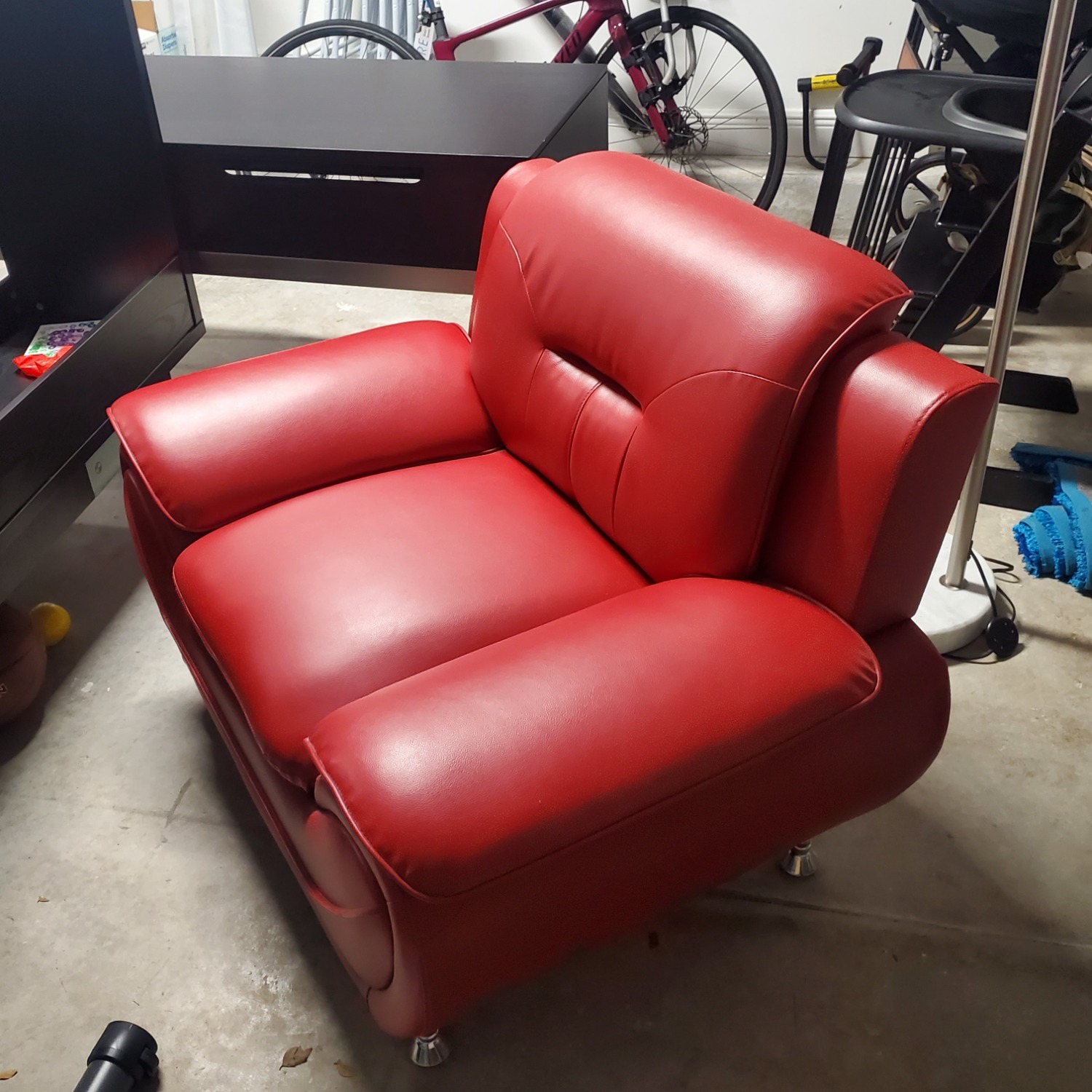 Sanuel Red Leather Armchair - image-3