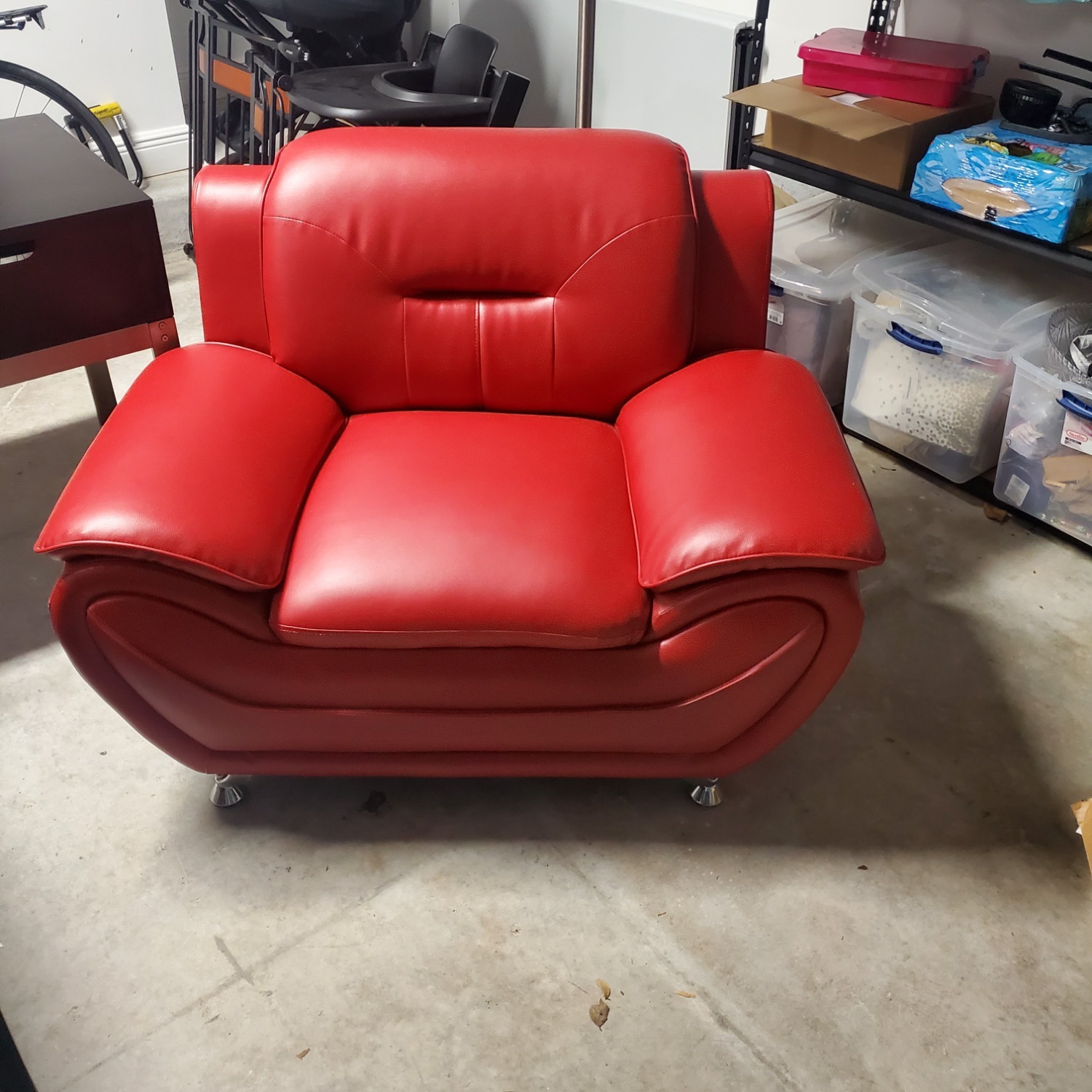 Sanuel Red Leather Armchair - image-4