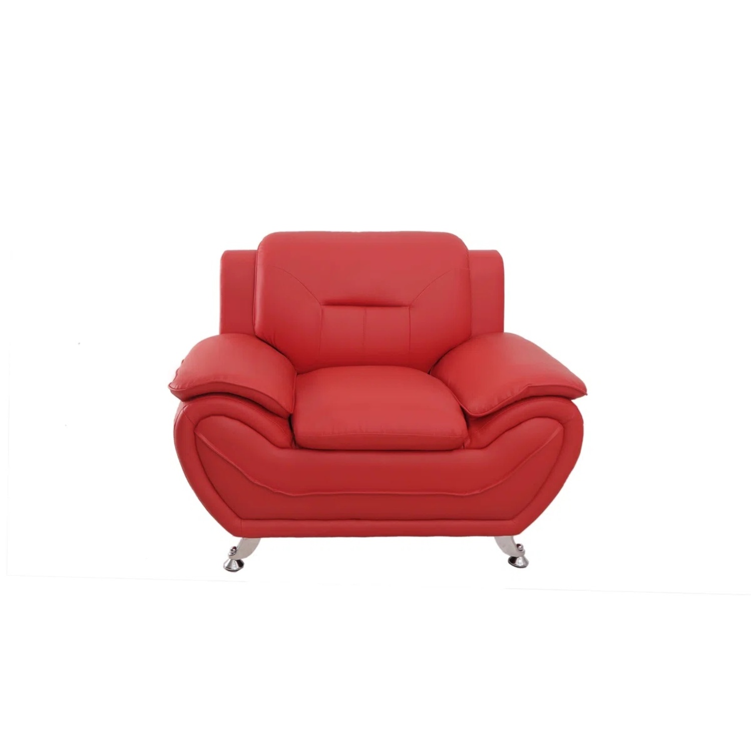 Sanuel Red Leather Armchair - image-5