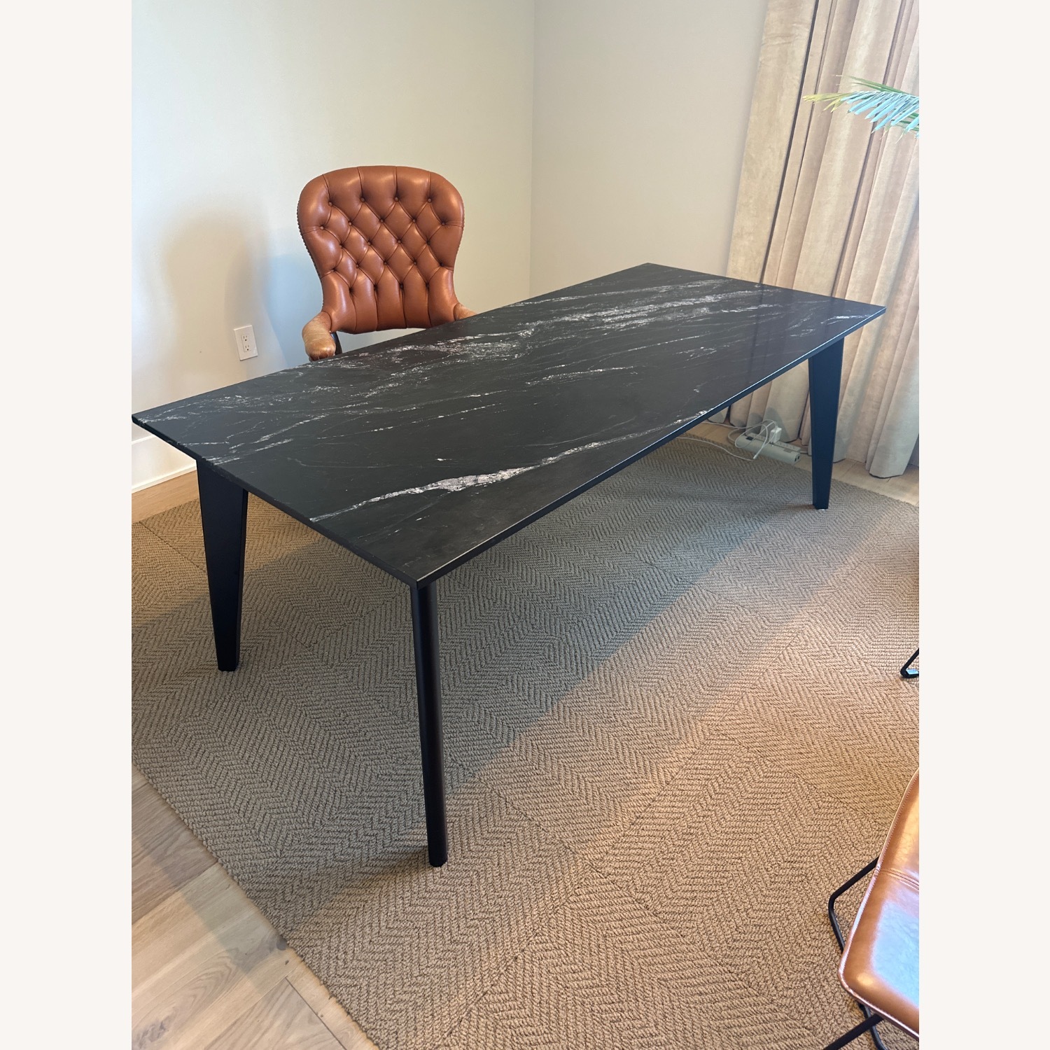 CB2 Black Marble Dining Table - image-1