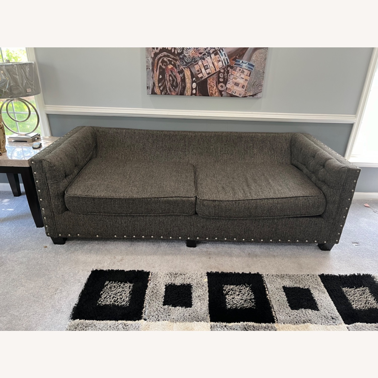 Hughes Dark Gray Loveseat Sofa - image-1