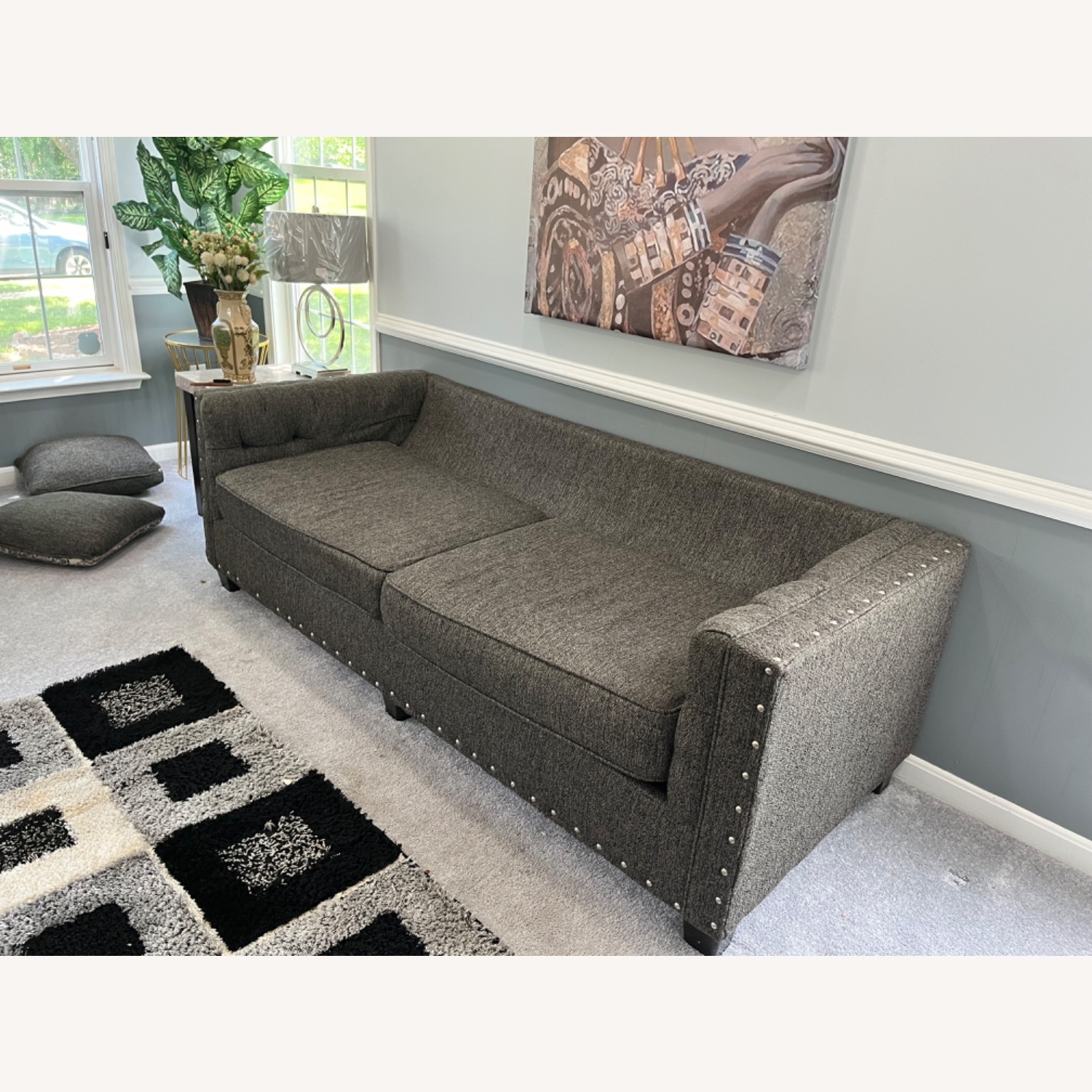 Hughes Dark Gray Loveseat Sofa - image-2