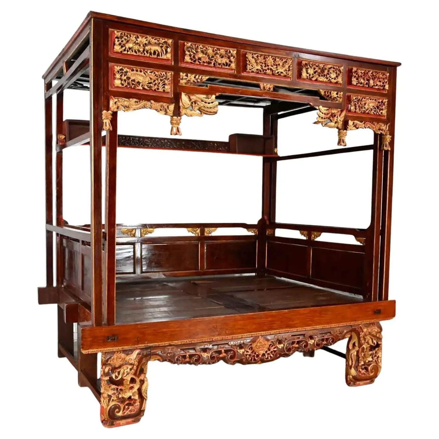 Chinoiserie Bed Hand Carved - image-12