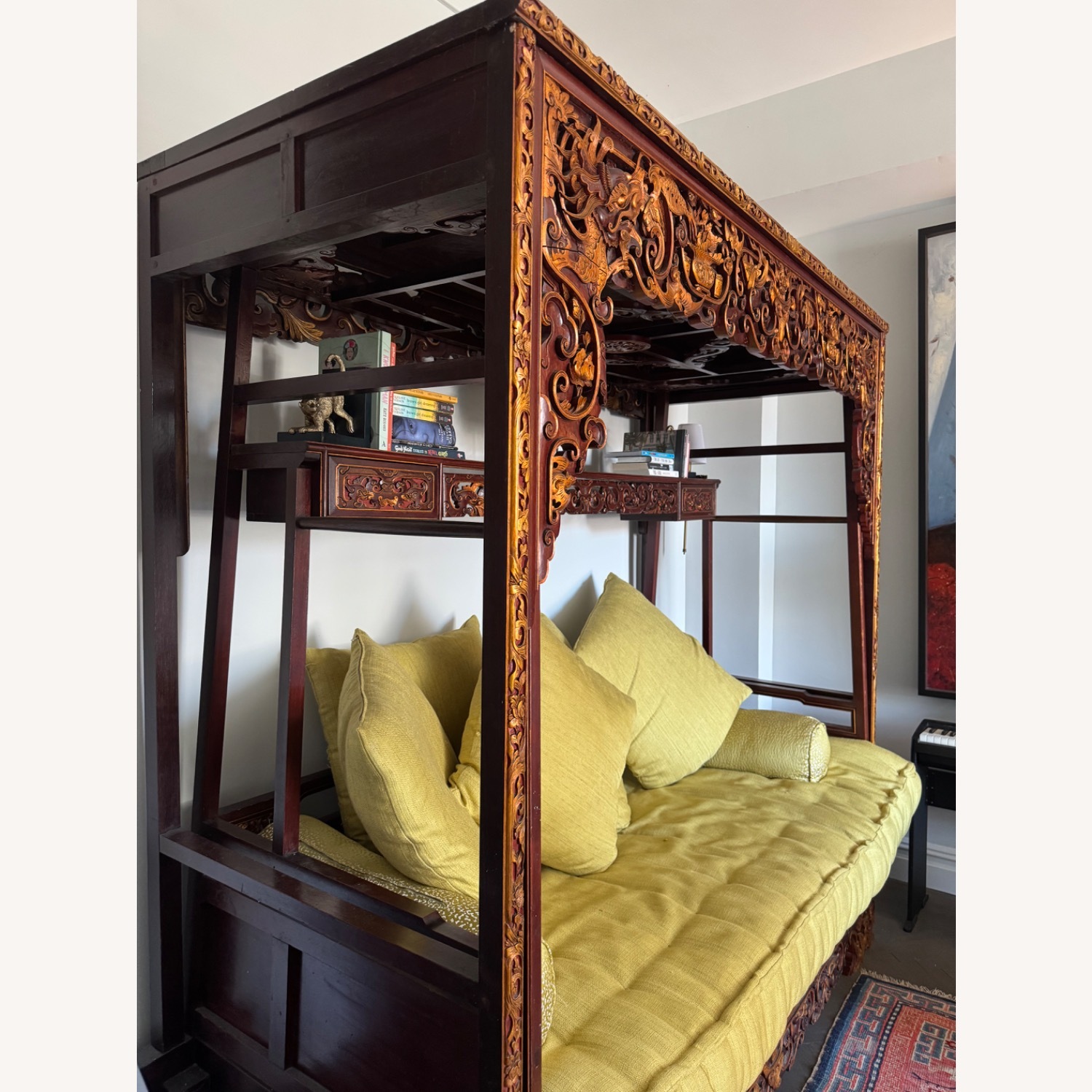 Chinoiserie Bed Hand Carved - image-9