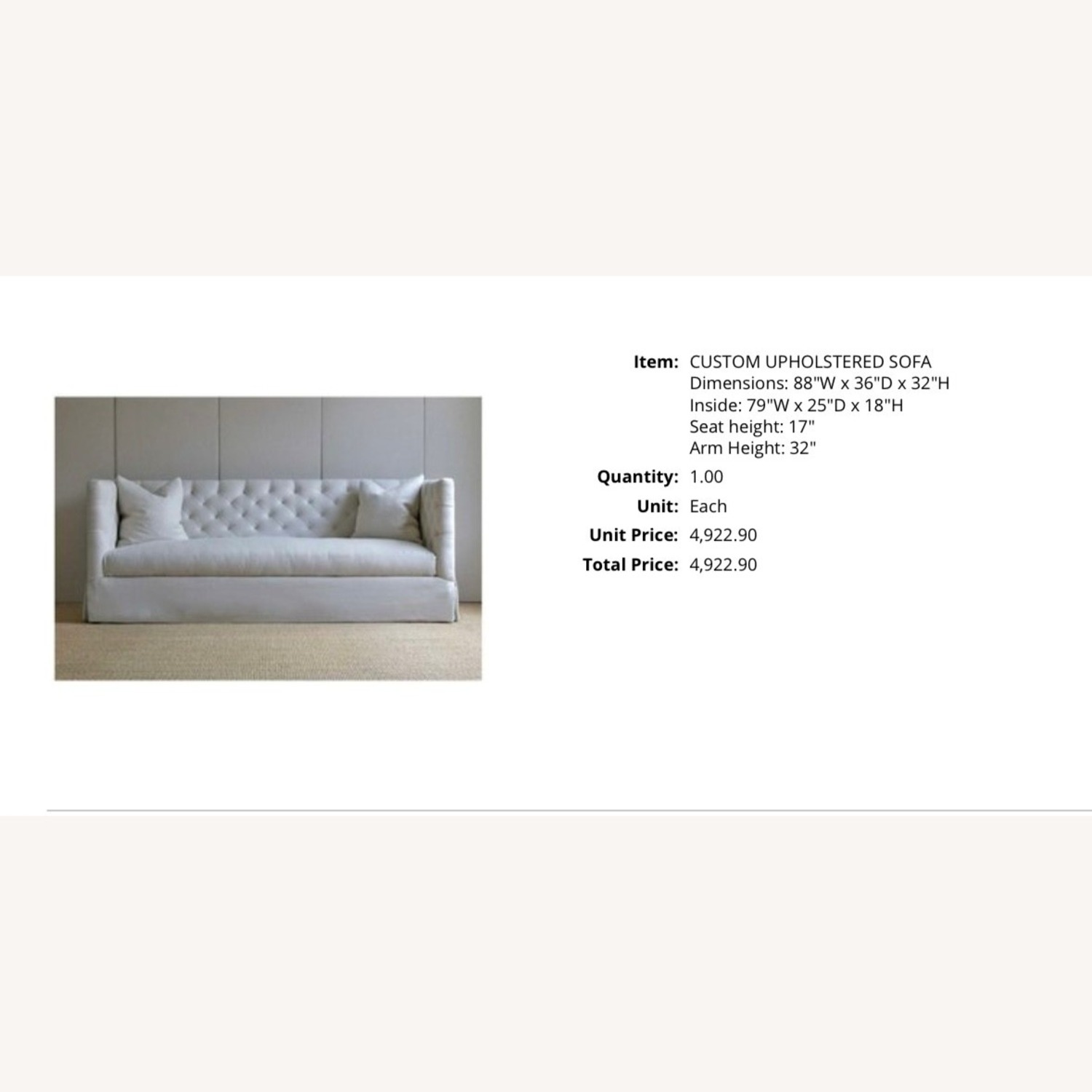 Custom Tufted Velvet Sofa in Silvery Taupe - image-6