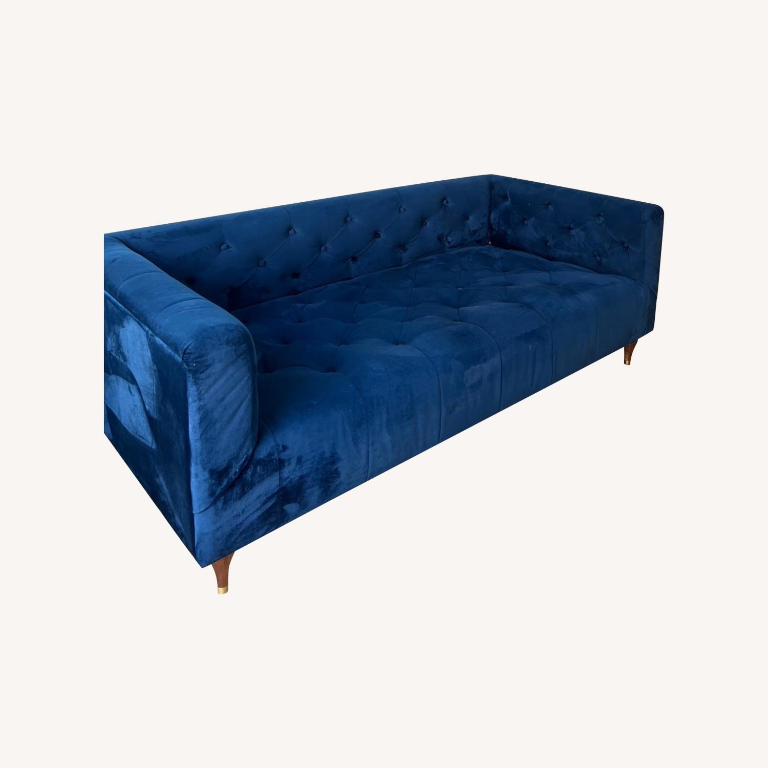 Interior Define Blue Velvet Sofa - image-0
