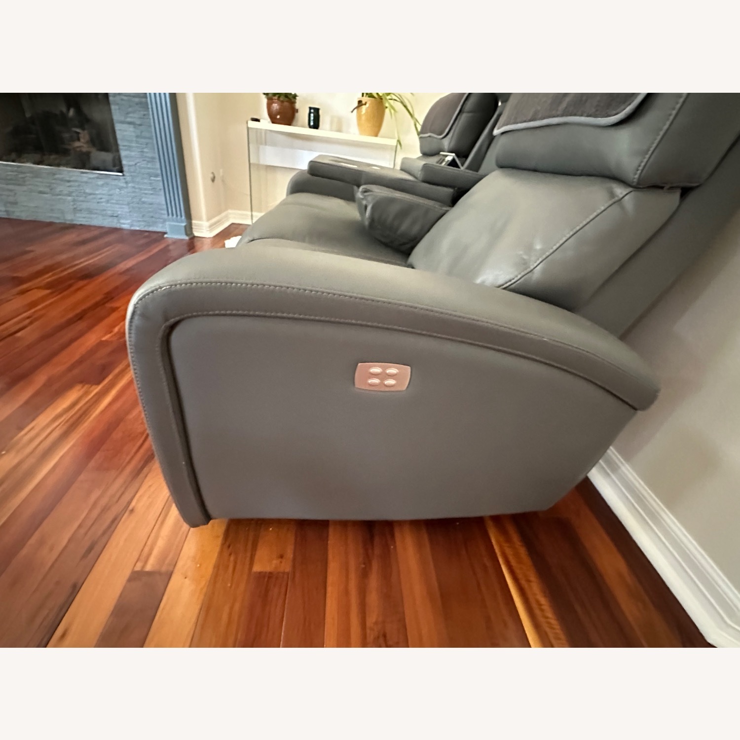 Power Leather Sofa Recliner with Drop Down Console - image-2