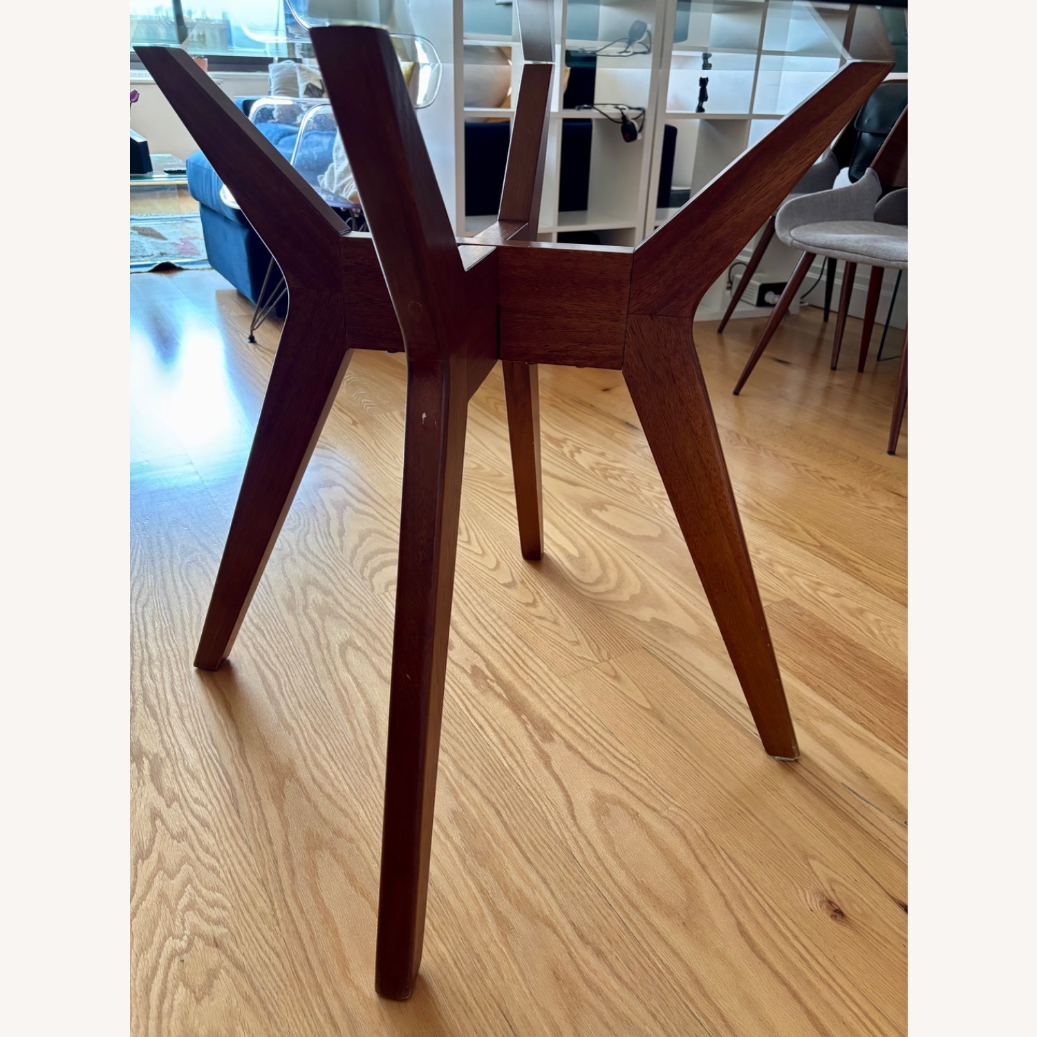 Glass & Wood Round Dining Table with 4 Chairs - image-10