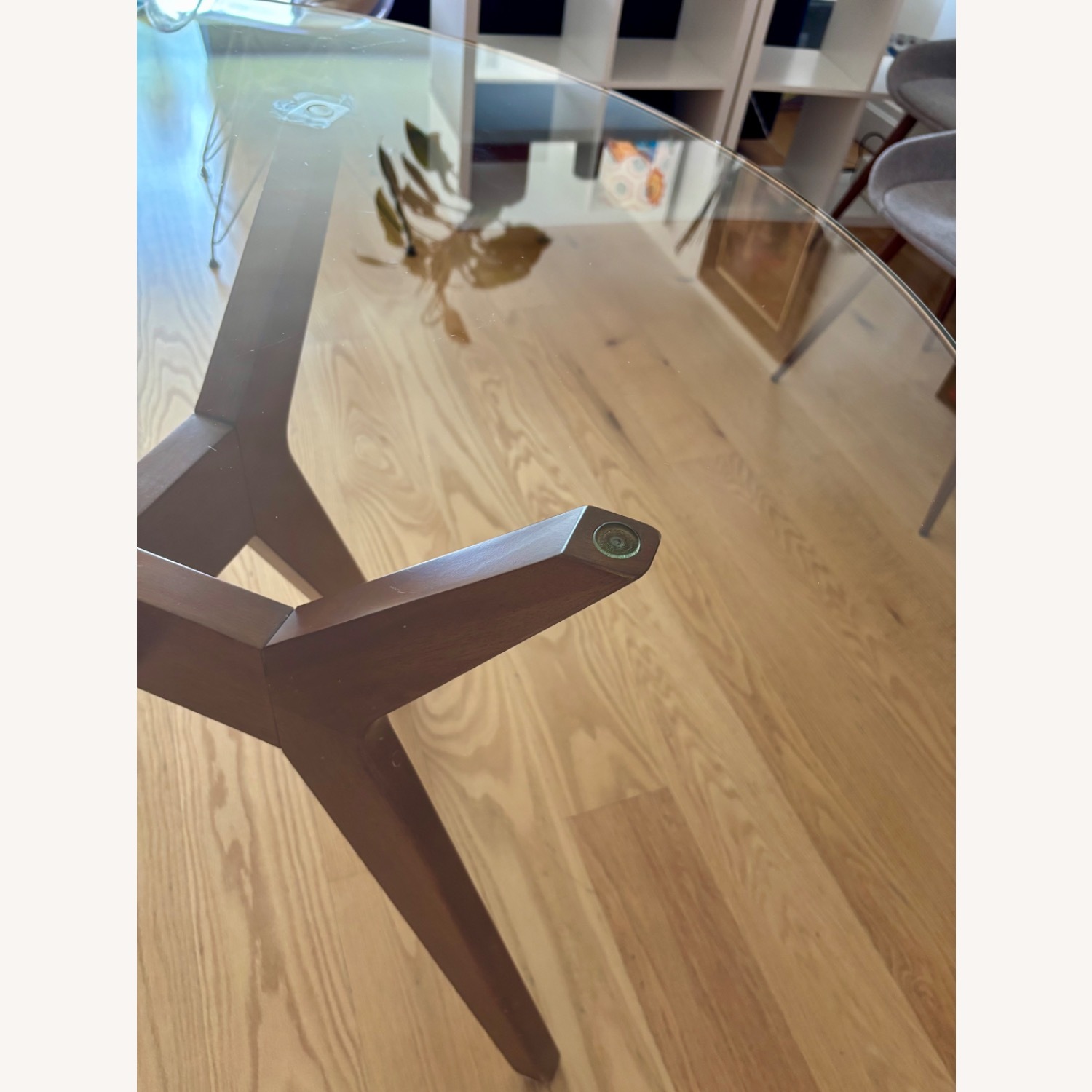 Glass & Wood Round Dining Table with 4 Chairs - image-9