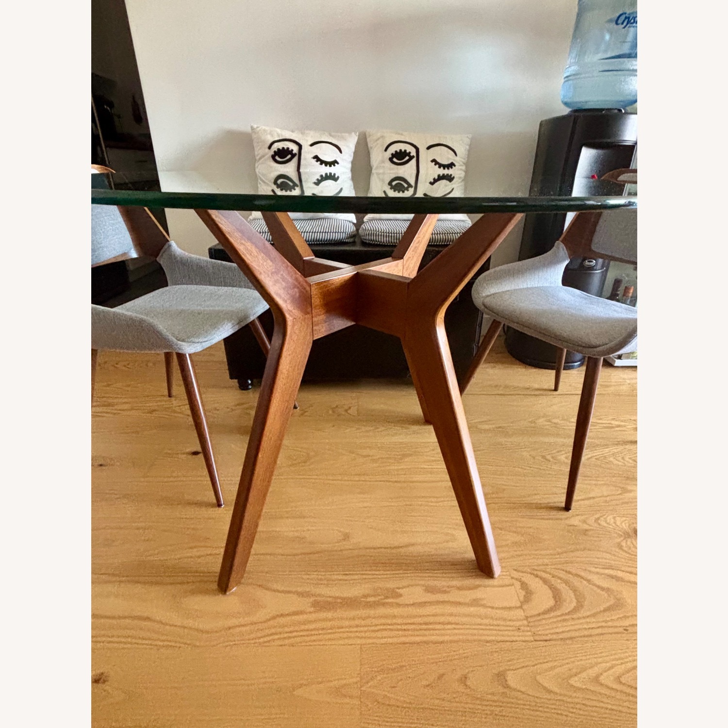 Glass & Wood Round Dining Table with 4 Chairs - image-3