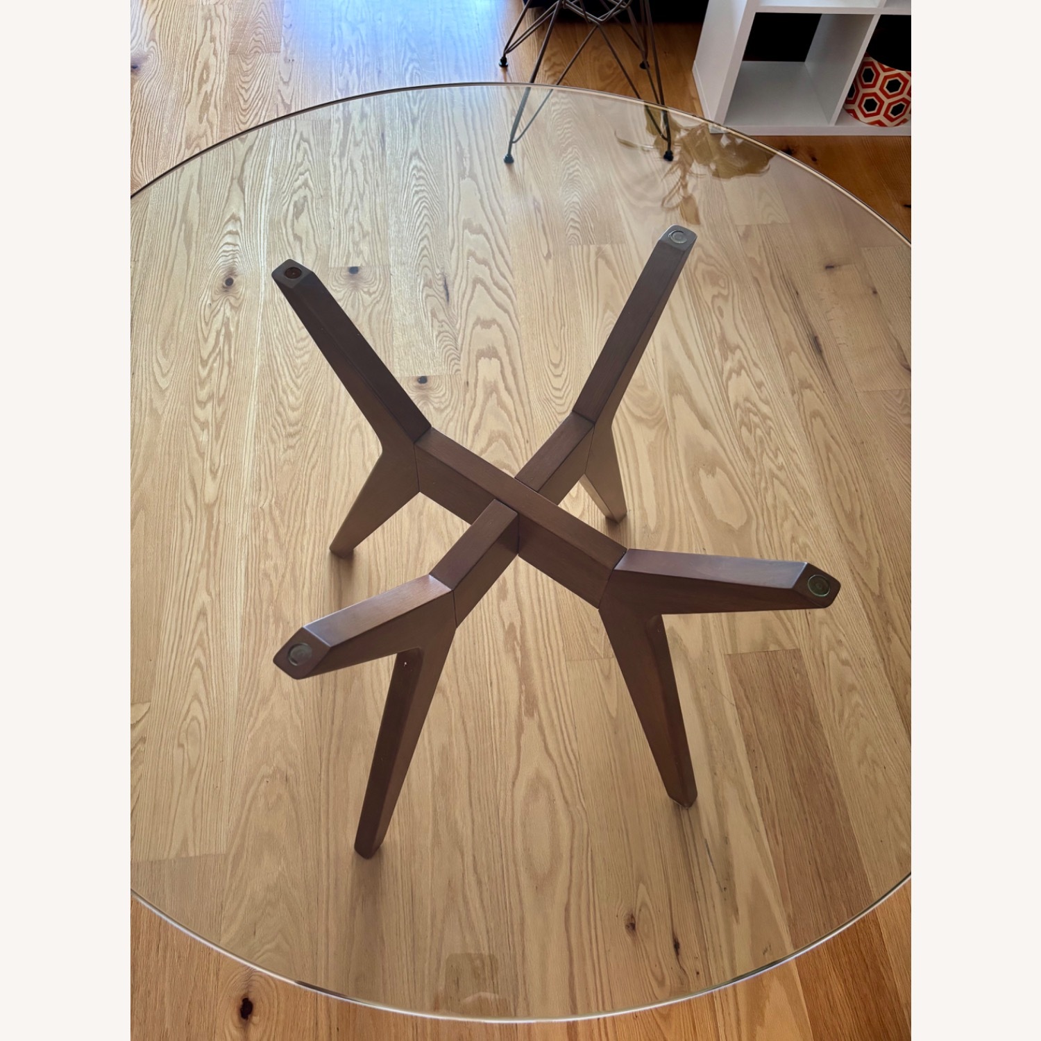 Glass & Wood Round Dining Table with 4 Chairs - image-6