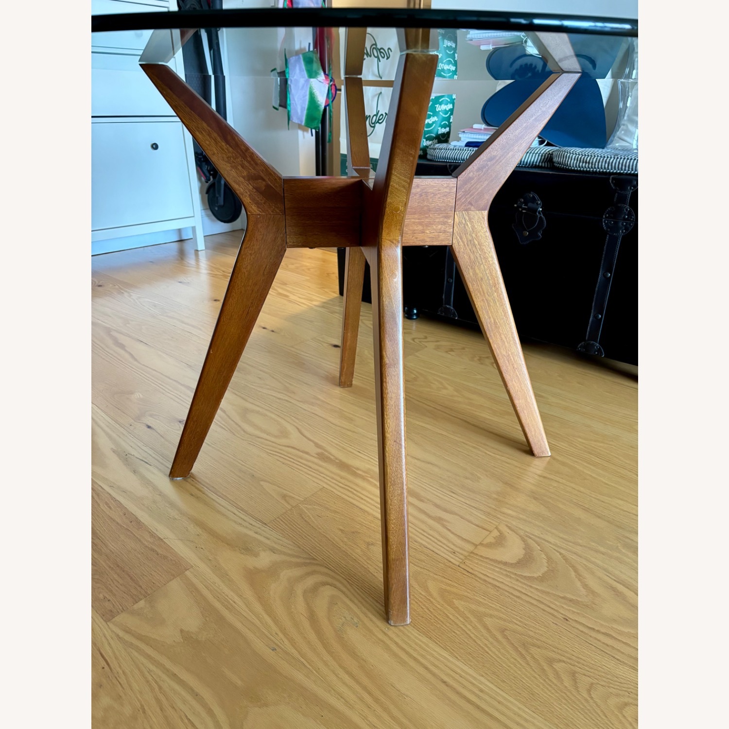 Glass & Wood Round Dining Table with 4 Chairs - image-12