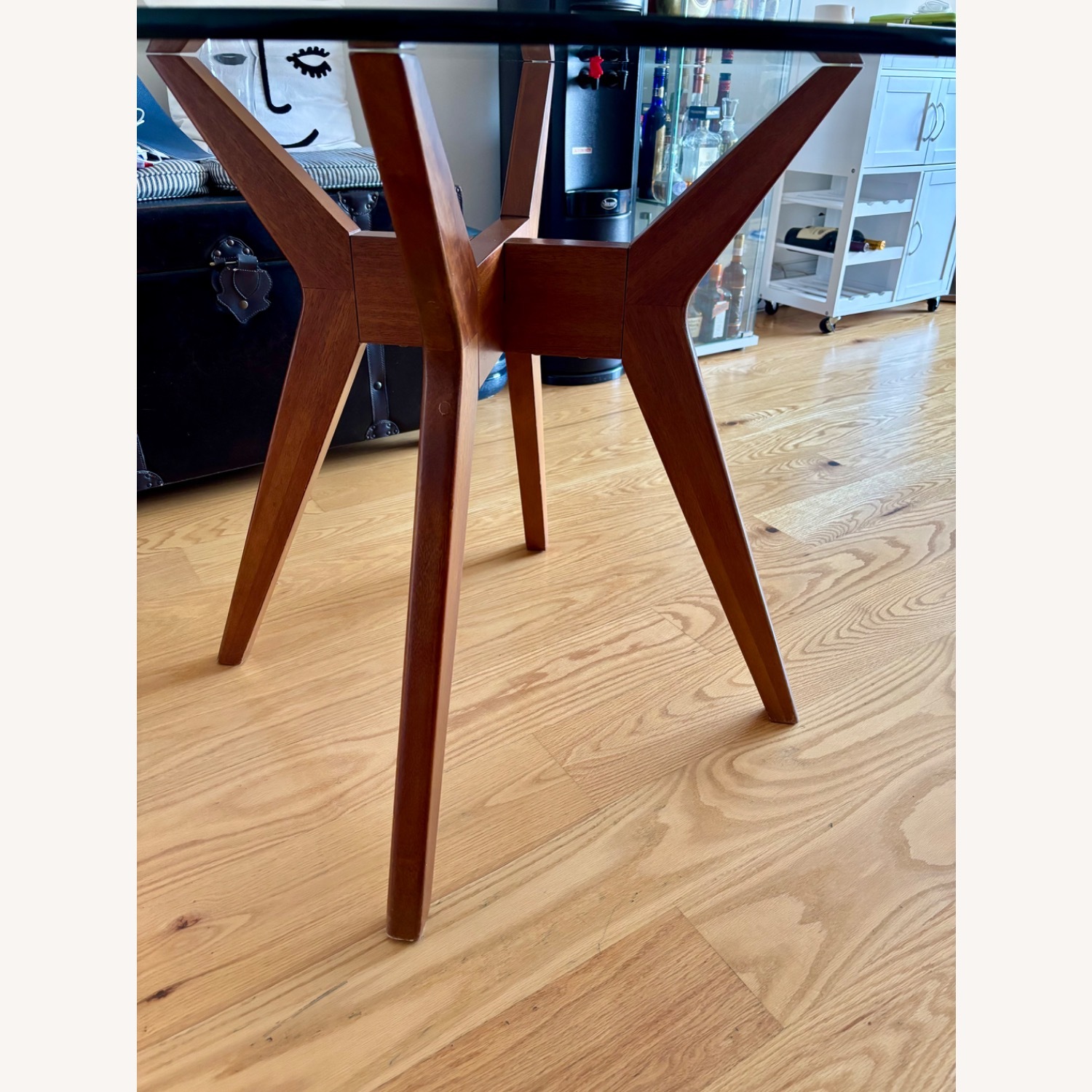 Glass & Wood Round Dining Table with 4 Chairs - image-11