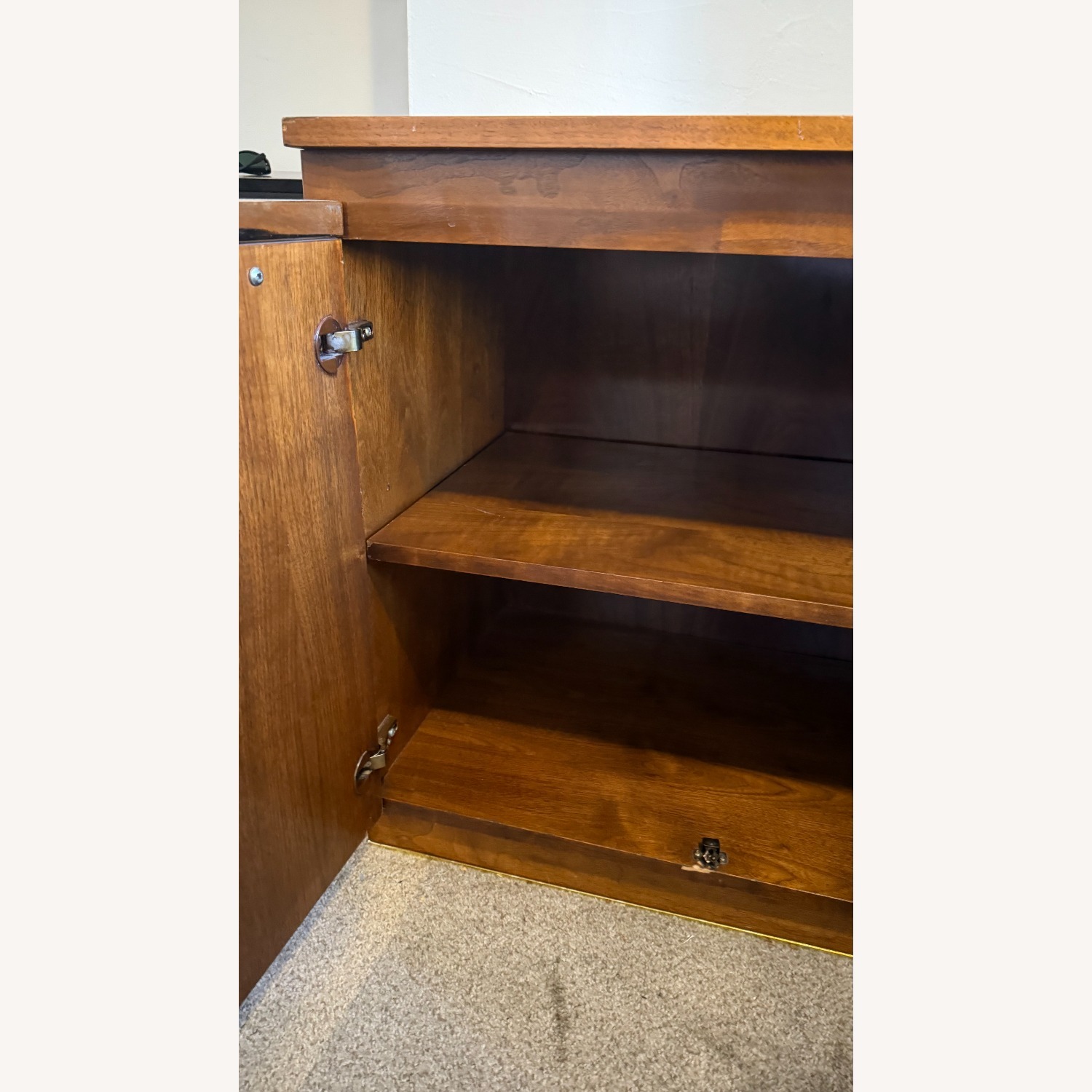 Vintage Mid-Century Burl Wood Media Unit - image-2